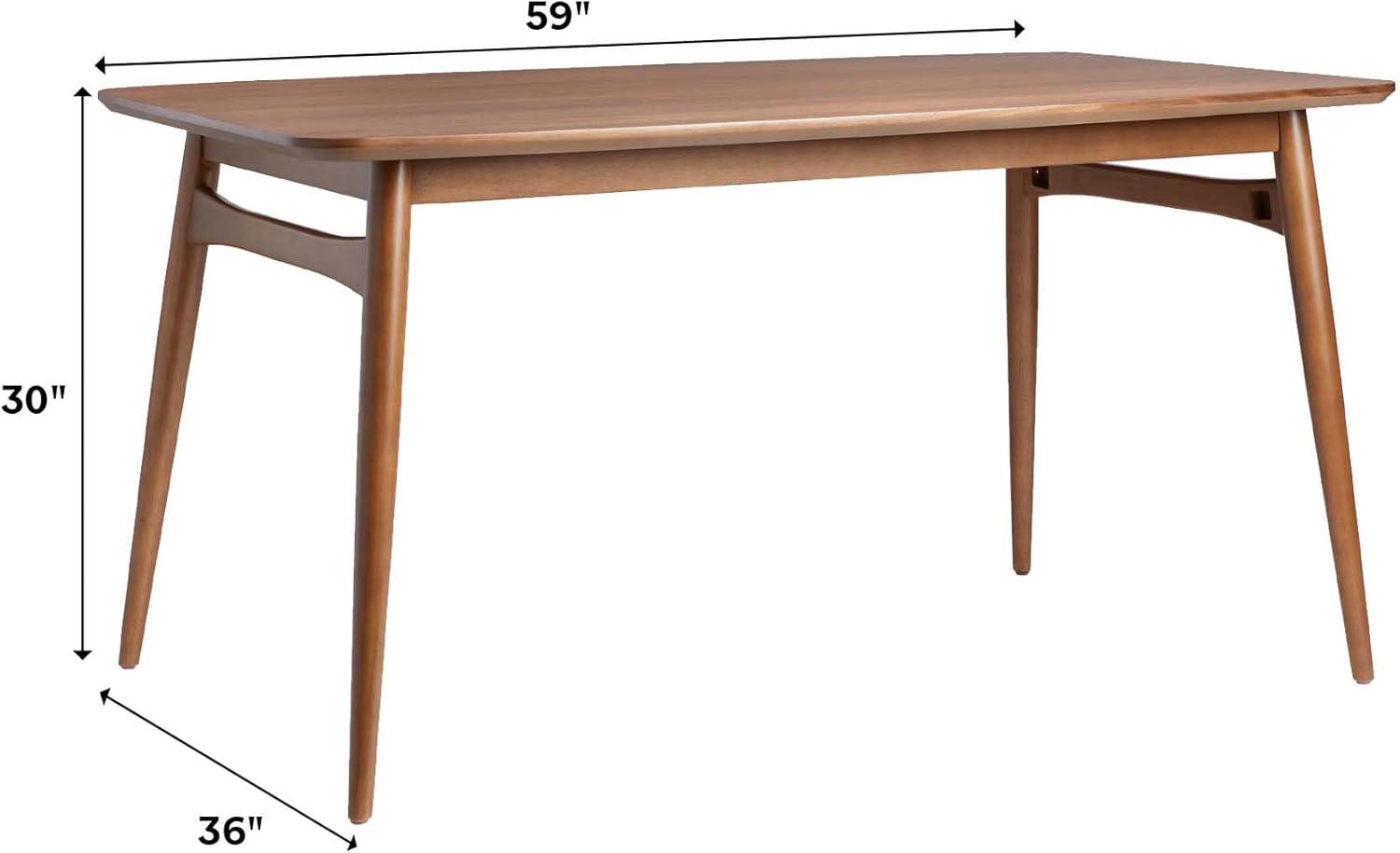imageWalker Edison MidCentury Modern Solid Wood TaperedLeg Dining Table 59 Inch WalnutWalnut
