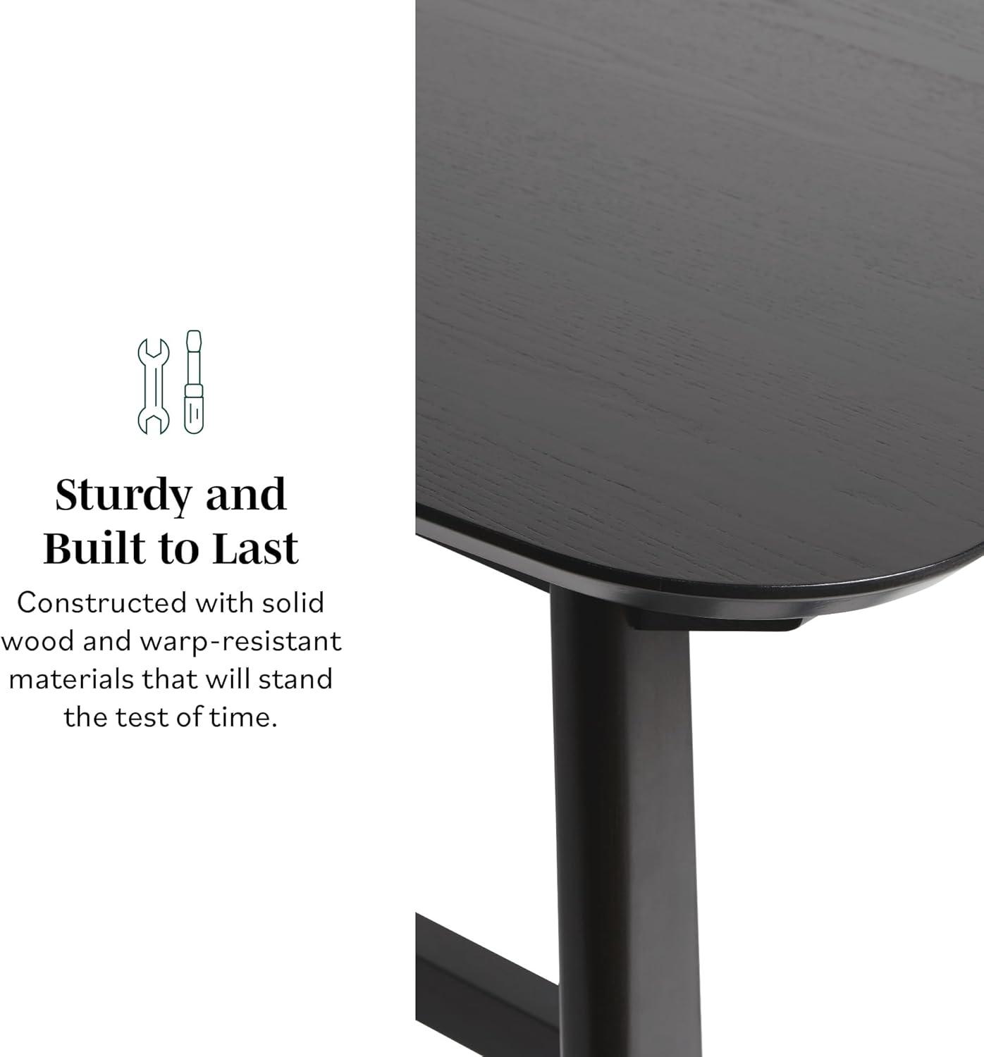 imageWalker Edison MidCentury Modern Solid Wood Trestle Base Dining Table 60 Inch Black Ash VeneerBlack Ash