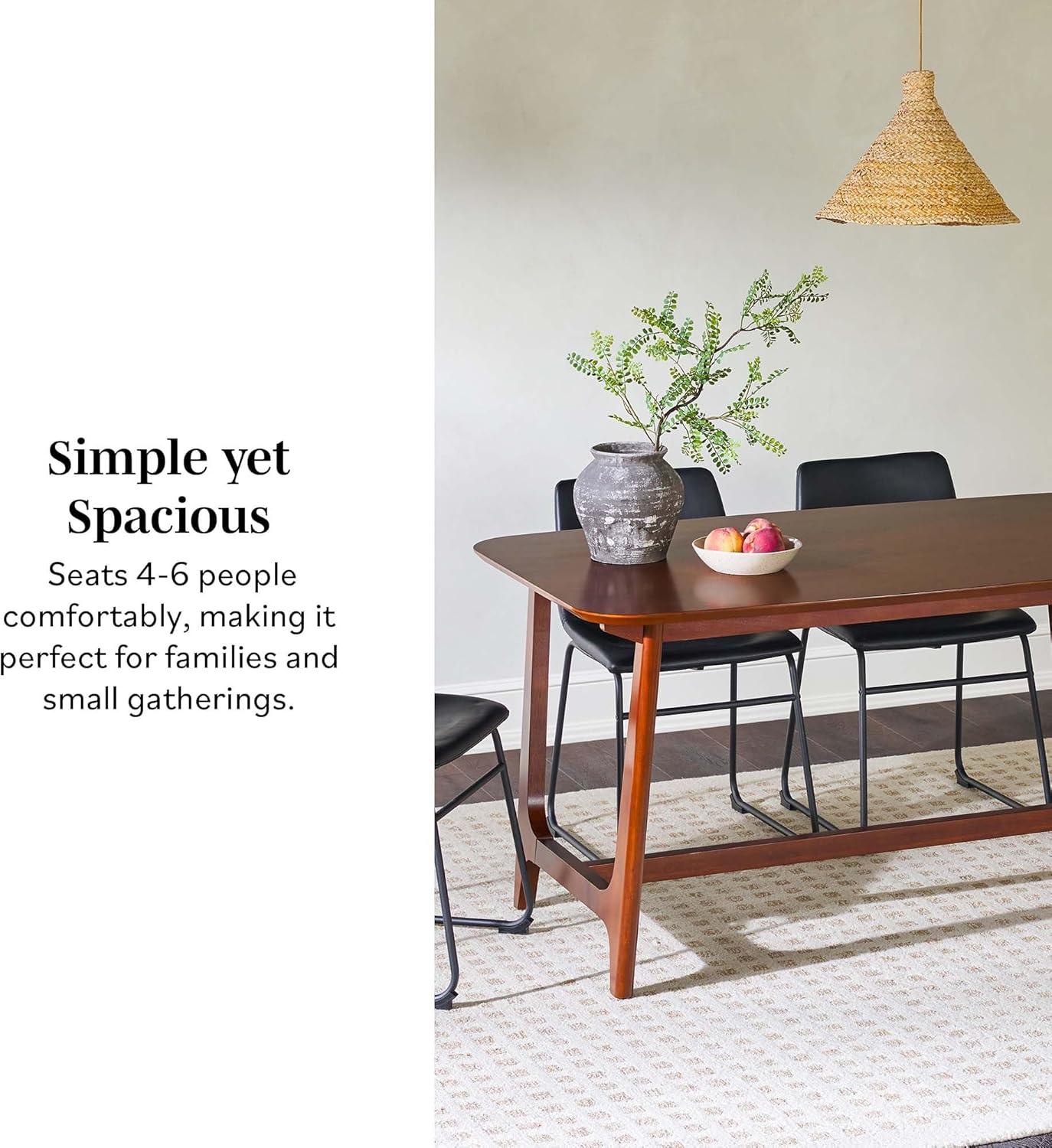 imageWalker Edison MidCentury Modern Solid Wood Trestle Base Dining Table 60 Inch Black Ash VeneerWalnut