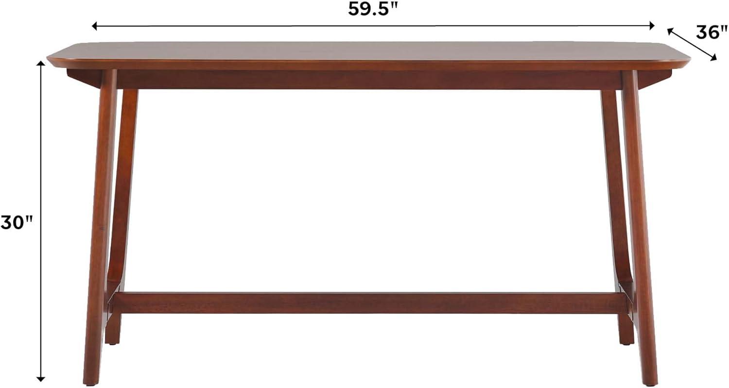 imageWalker Edison MidCentury Modern Solid Wood Trestle Base Dining Table 60 Inch Black Ash VeneerWalnut