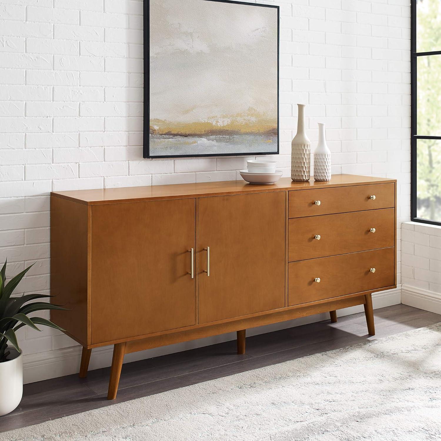 imageWalker Edison MidCentury Modern Wood Kitchen Buffet Sideboard Entryway Serving Storage Cabinet DoorsDining Room Console 70 Inch WalnutAcorn