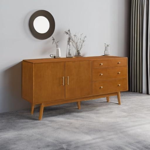 imageWalker Edison MidCentury Modern Wood Kitchen Buffet Sideboard Entryway Serving Storage Cabinet DoorsDining Room Console 70 Inch WalnutAcorn