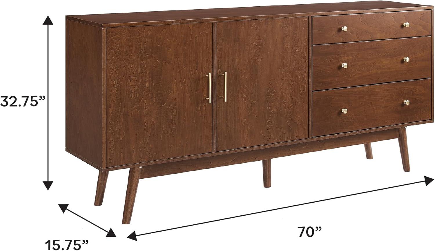 imageWalker Edison MidCentury Modern Wood Kitchen Buffet Sideboard Entryway Serving Storage Cabinet DoorsDining Room Console 70 Inch WalnutWalnut