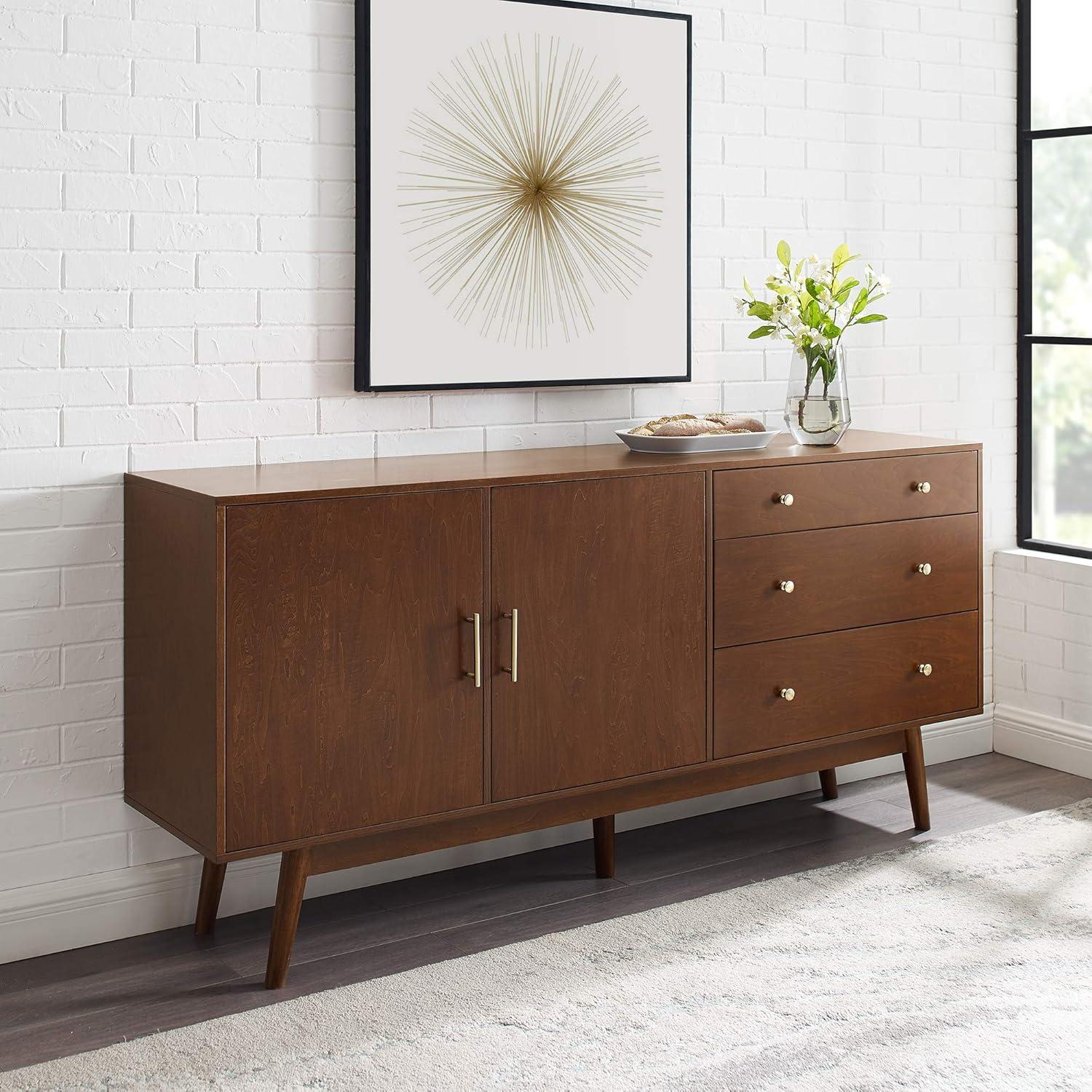 imageWalker Edison MidCentury Modern Wood Kitchen Buffet Sideboard Entryway Serving Storage Cabinet DoorsDining Room Console 70 Inch WalnutWalnut