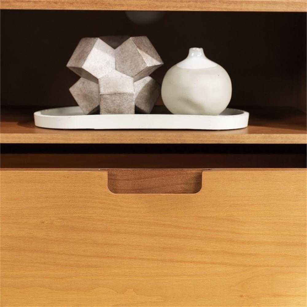 imageWalker Edison Millie Mid Century Modern 3 Drawer Solid Wood Low Stand for TVs up to 80 Inches 70 Inch CaramelCaramel