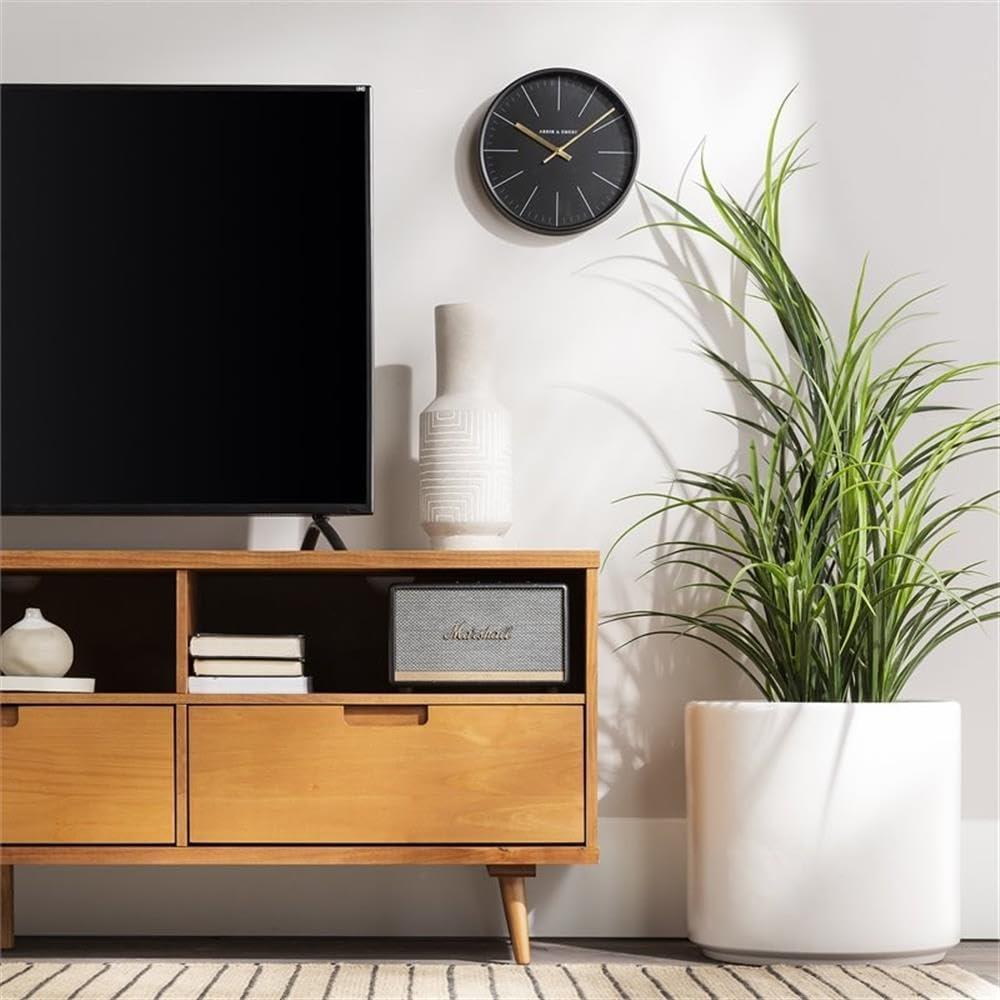 imageWalker Edison Millie Mid Century Modern 3 Drawer Solid Wood Low Stand for TVs up to 80 Inches 70 Inch CaramelCaramel