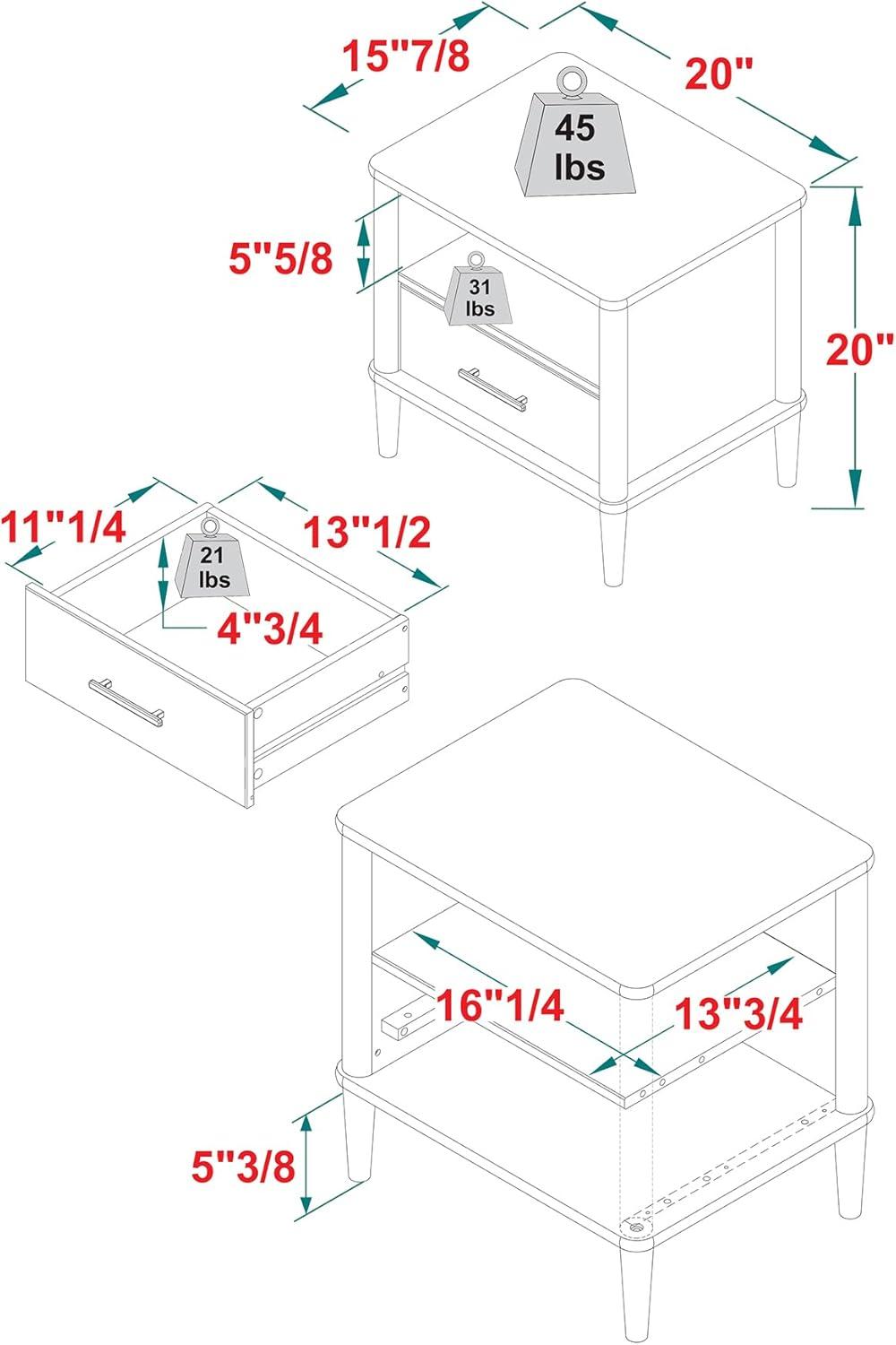 imageWalker Edison Modern 1Drawer Nightstand 20 Inch Walnut 20InchWalnut 20inch