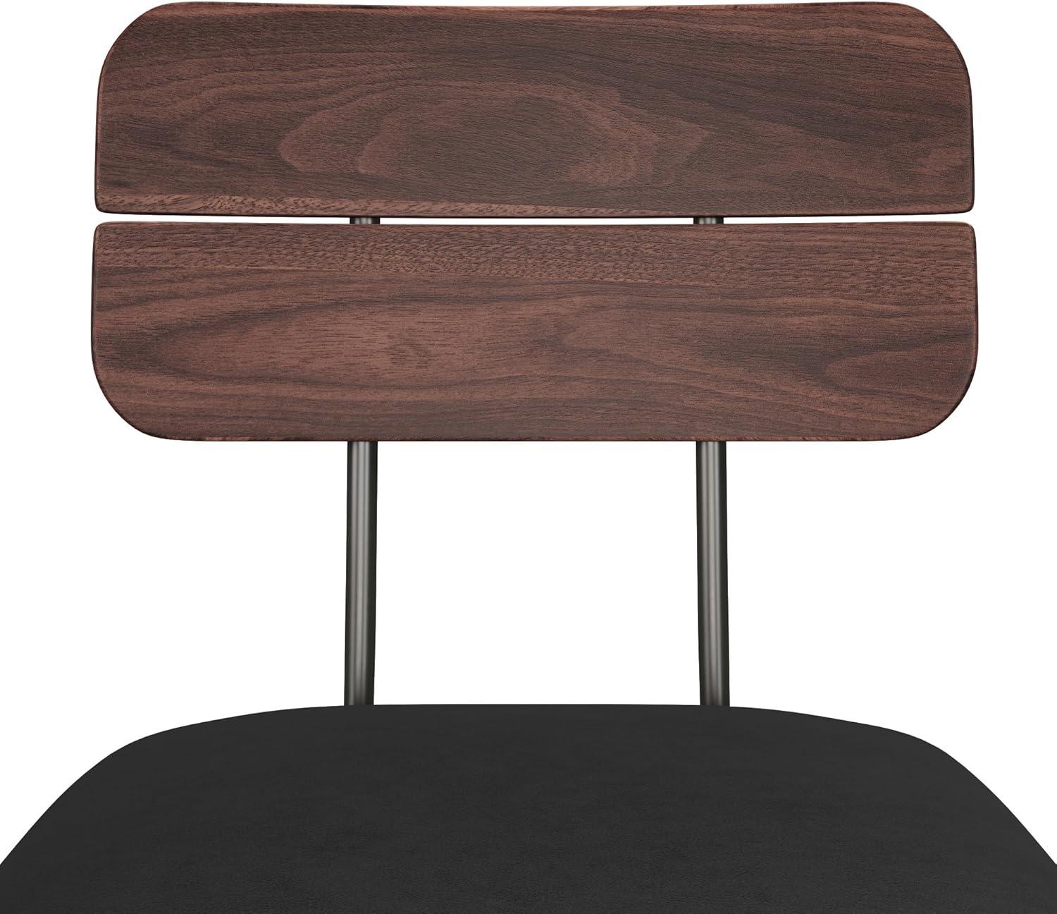 imageWalker Edison Modern 2Piece Minimalist Counter Stools with Wooden Back Set of 2 BlackBlack