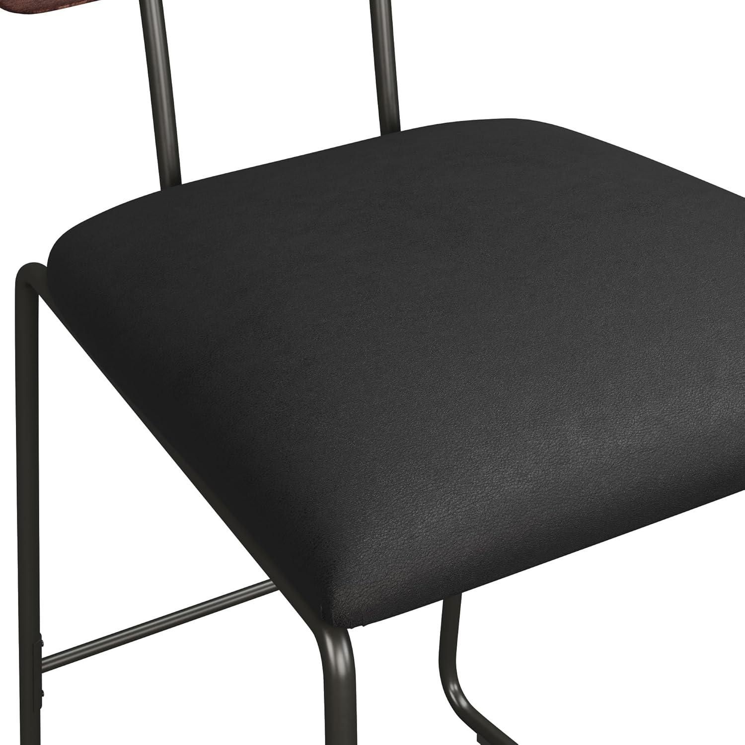 imageWalker Edison Modern 2Piece Minimalist Counter Stools with Wooden Back Set of 2 BlackBlack