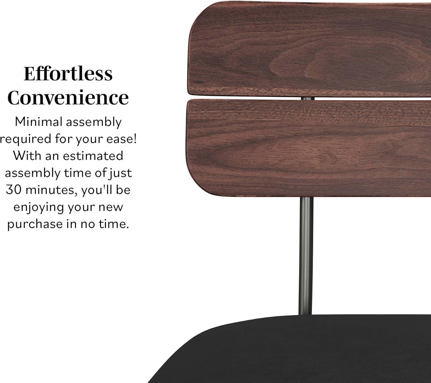 imageWalker Edison Modern 2Piece Minimalist Counter Stools with Wooden Back Set of 2 BlackBlack