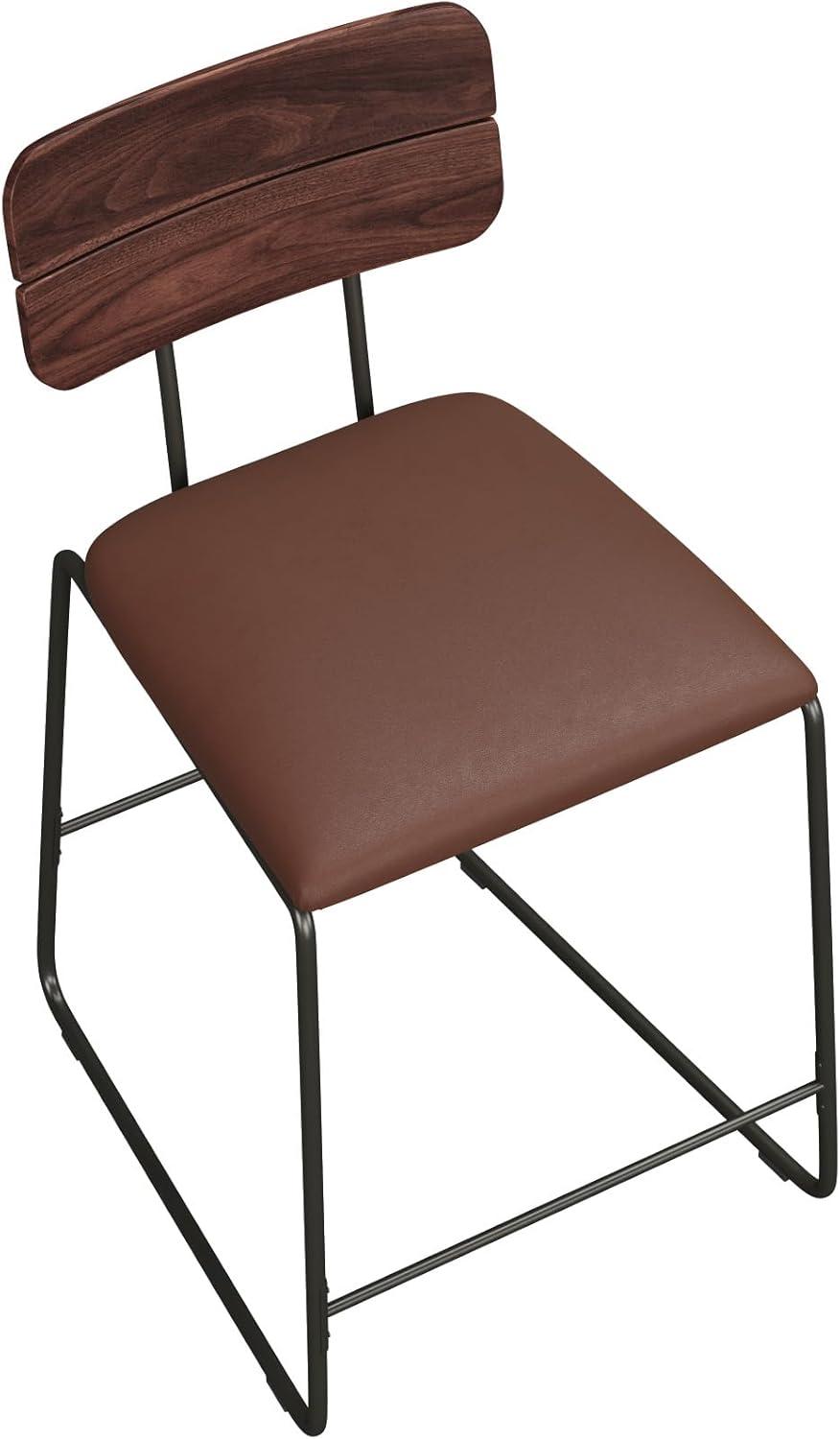 imageWalker Edison Modern 2Piece Minimalist Counter Stools with Wooden Back Set of 2 BlackBrown