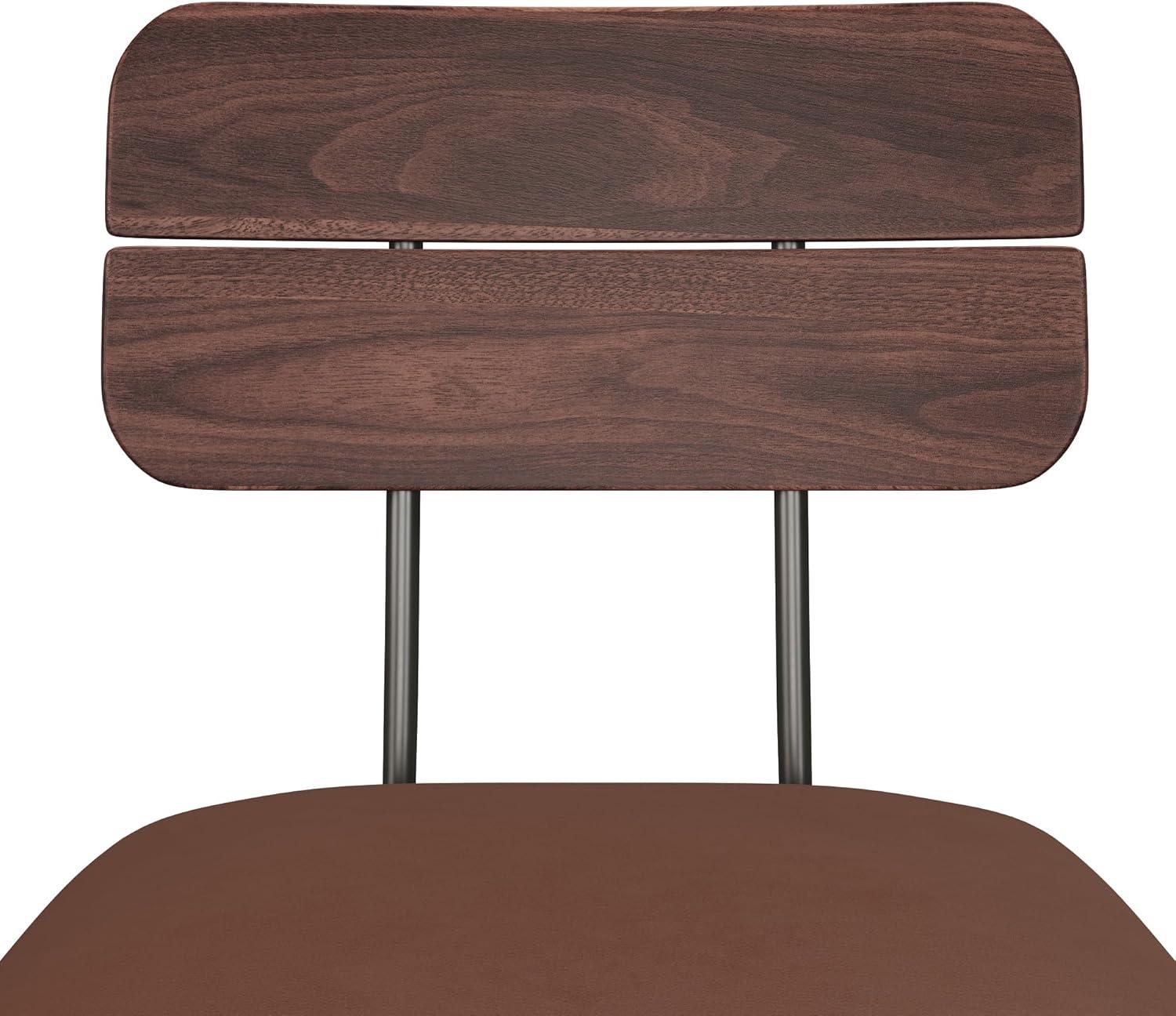 imageWalker Edison Modern 2Piece Minimalist Counter Stools with Wooden Back Set of 2 BlackBrown