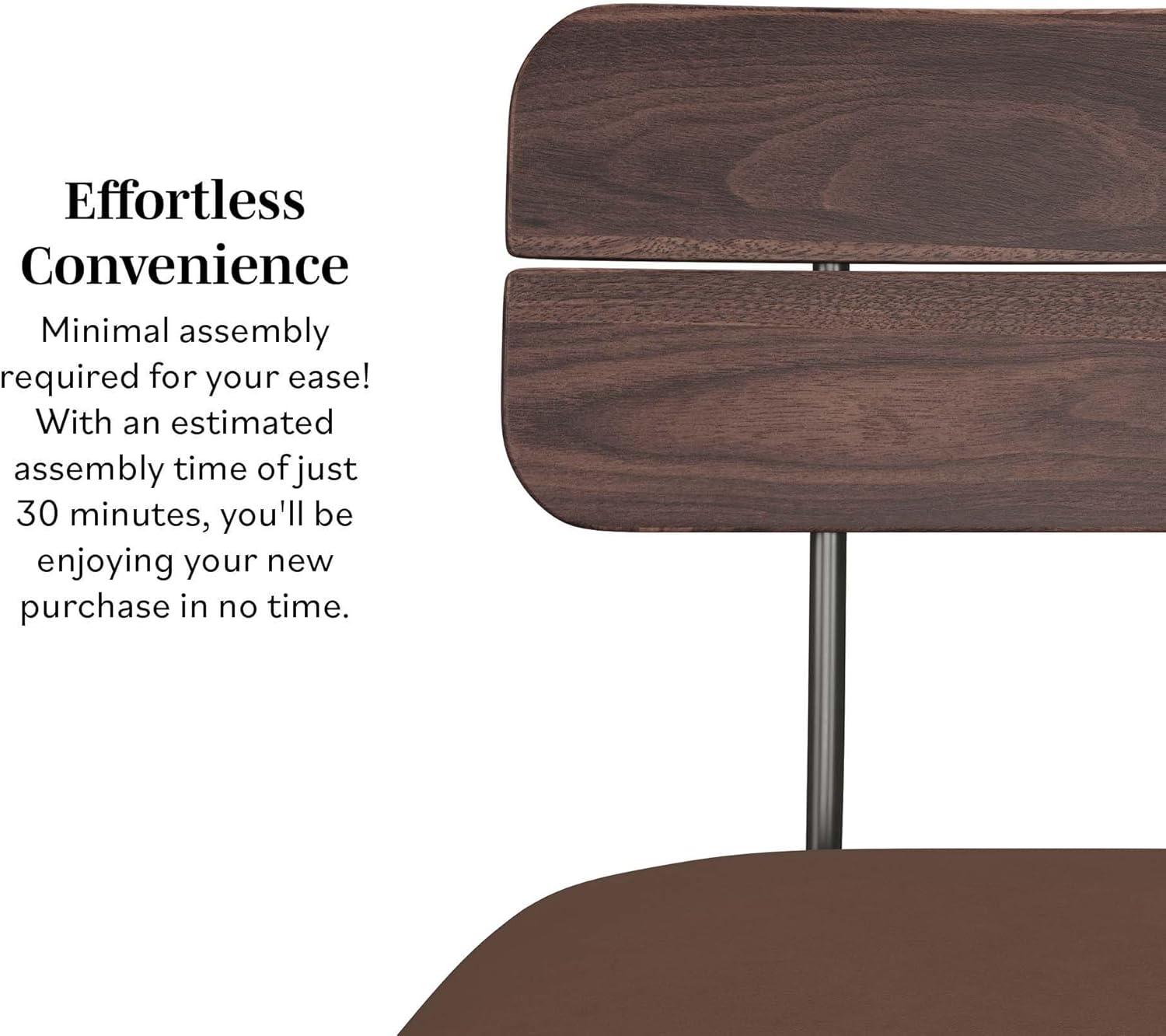 imageWalker Edison Modern 2Piece Minimalist Counter Stools with Wooden Back Set of 2 BlackBrown