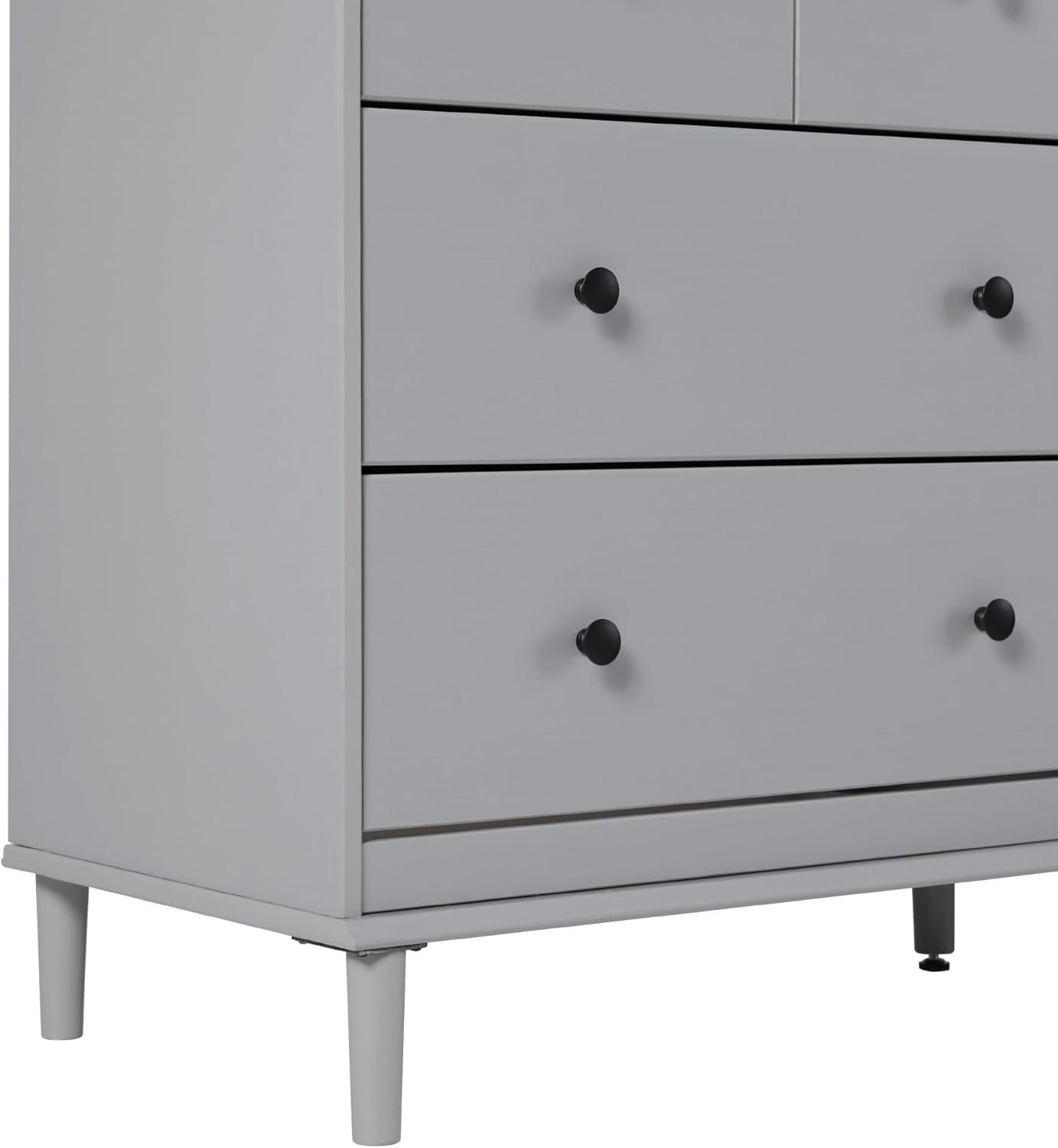 imageWalker Edison Modern 6Drawer Solid Wood Dresser Bedroom Storage 57 Inch WhiteGreyt