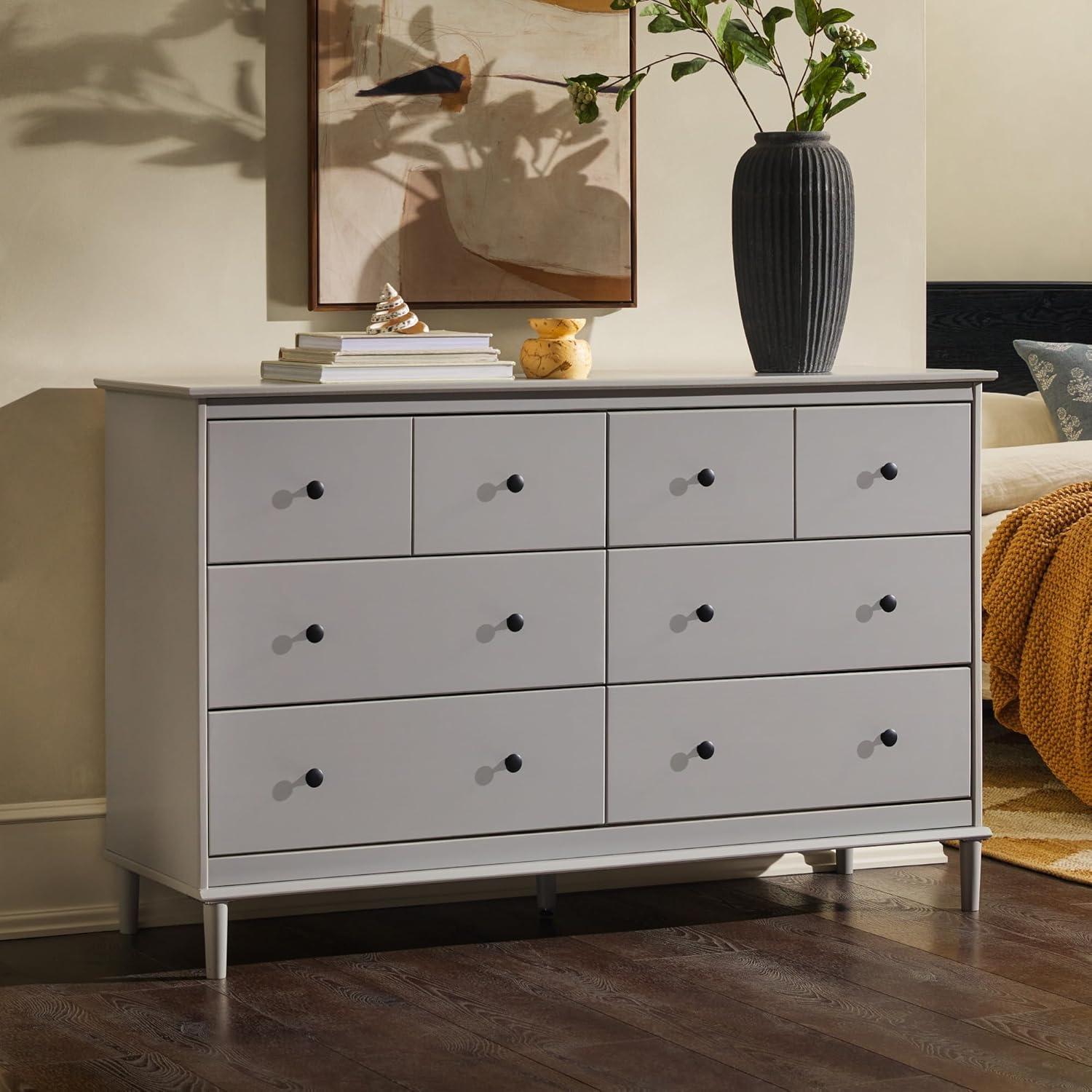 imageWalker Edison Modern 6Drawer Solid Wood Dresser Bedroom Storage 57 Inch WhiteGreyt
