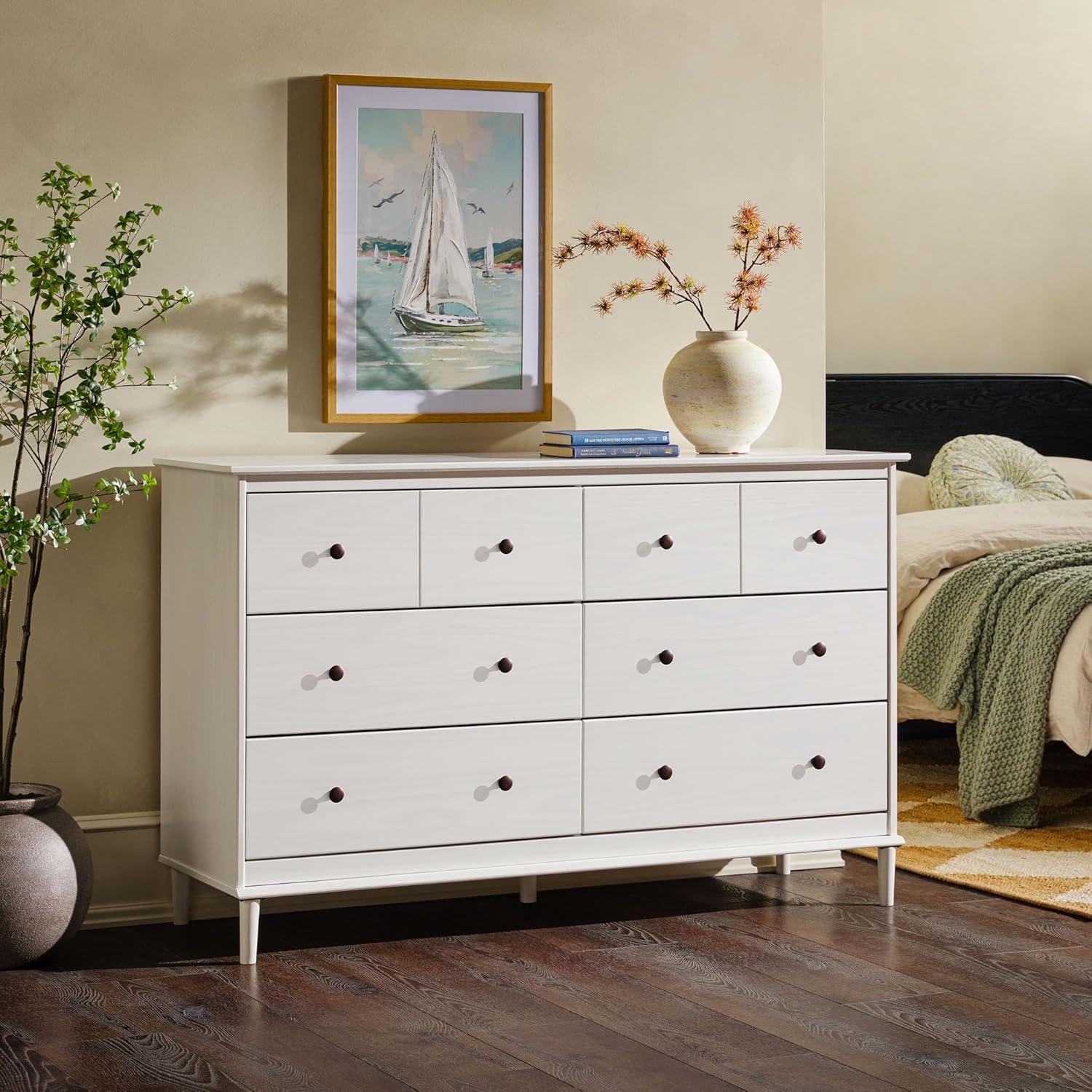 imageWalker Edison Modern 6Drawer Solid Wood Dresser Bedroom Storage 57 Inch WhiteWhitet