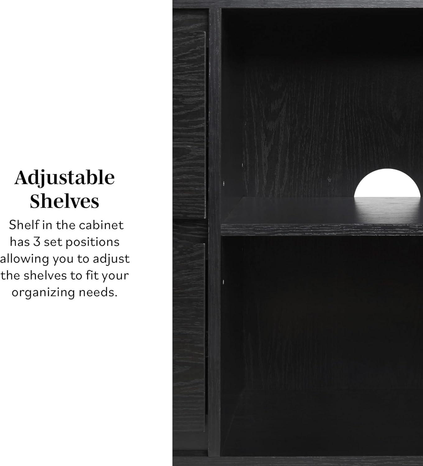 imageWalker Edison Modern Beveled 2Door 2Drawer Sideboard 63 Inch Coastal OakBlack