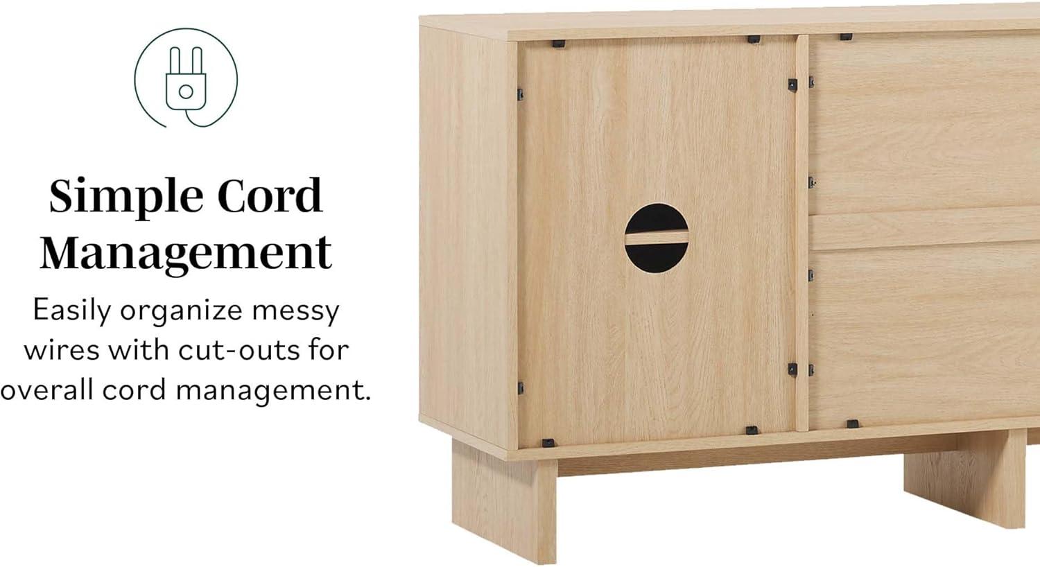 imageWalker Edison Modern Beveled 2Door 2Drawer Sideboard 63 Inch Coastal OakCoastal Oak