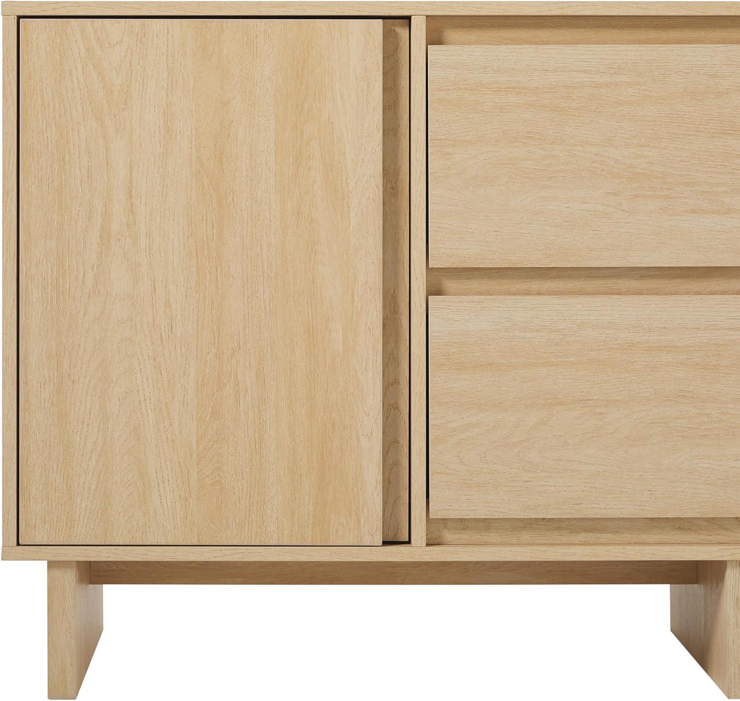 imageWalker Edison Modern Beveled 2Door 2Drawer Sideboard 63 Inch Coastal OakCoastal Oak