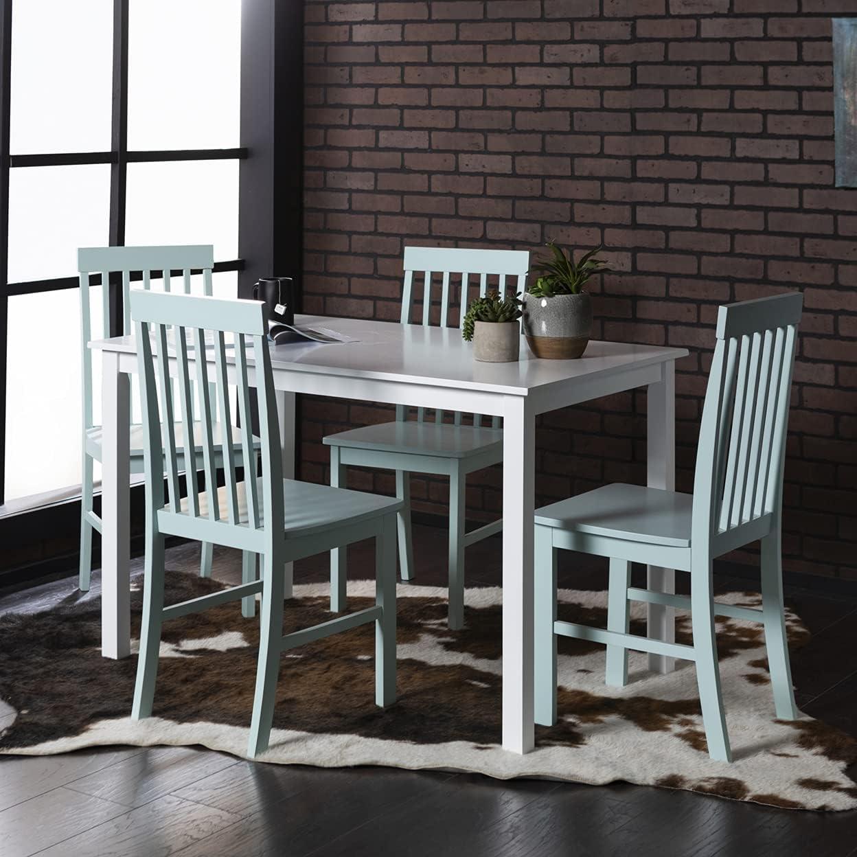 imageWalker Edison Modern Color Dining Room Table and Chair Set Small Space Living Kitchen Dining Set 48 Inch 4 Person White and Mint BlueWhite and Sage Green