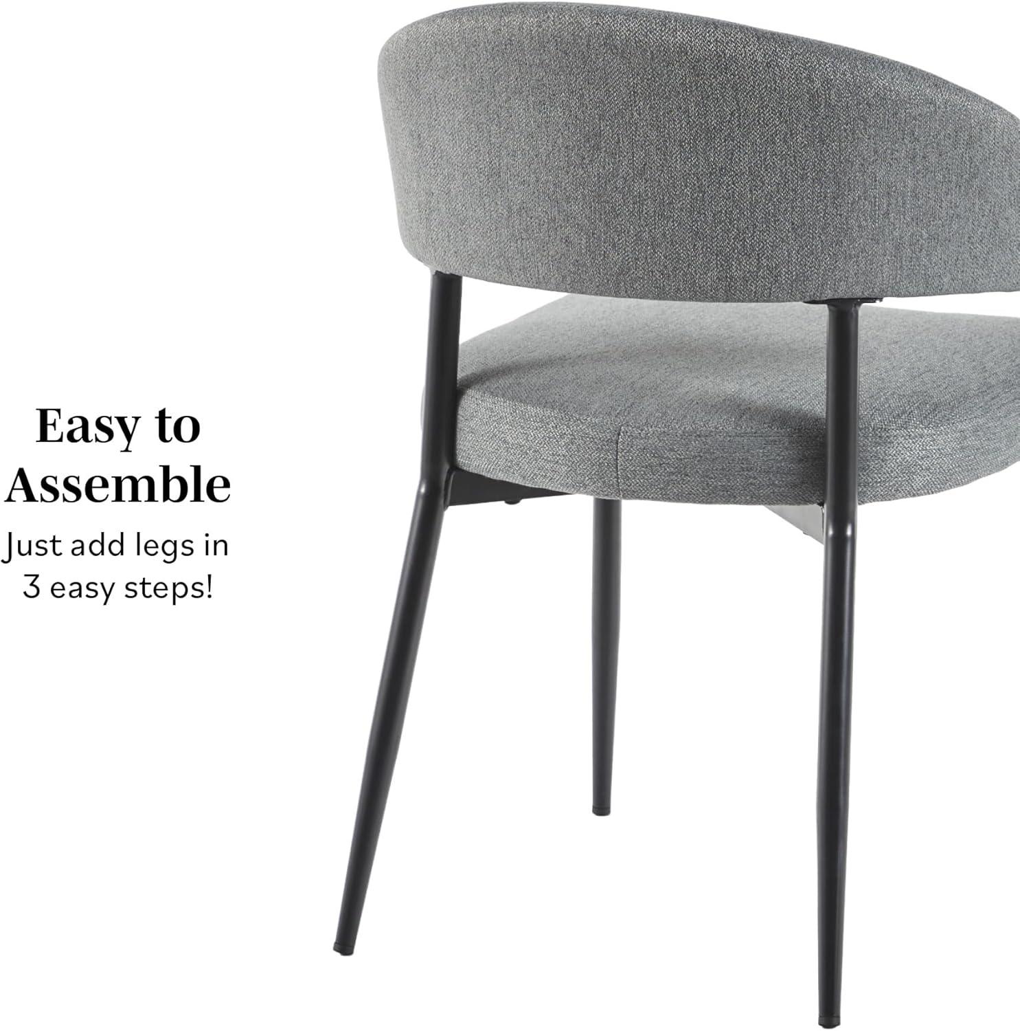 imageWalker Edison Modern Curved Back Upholstered Dining Chair with HighPerformance Woven Upholstery and Powder Coated Steel Base 2pk Charcoal