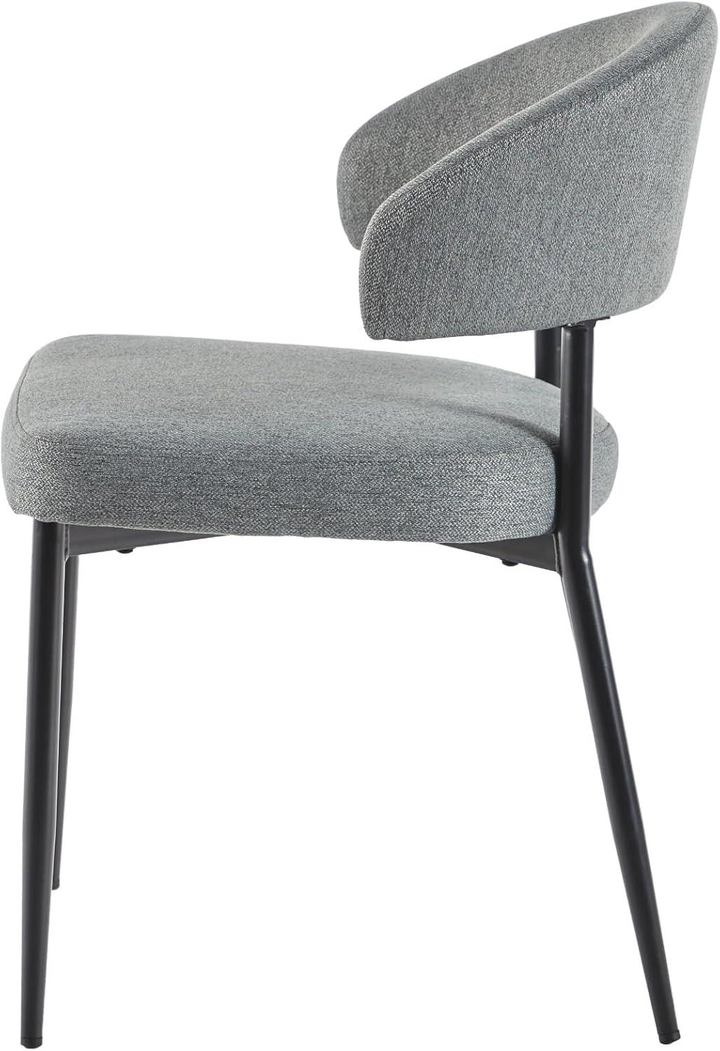 imageWalker Edison Modern Curved Back Upholstered Dining Chair with HighPerformance Woven Upholstery and Powder Coated Steel Base 2pk Charcoal