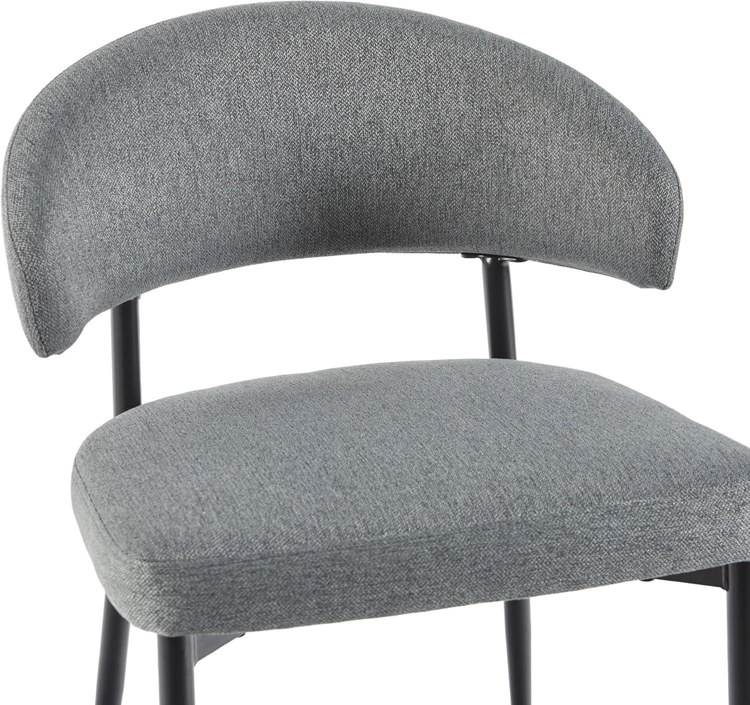 imageWalker Edison Modern Curved Back Upholstered Dining Chair with HighPerformance Woven Upholstery and Powder Coated Steel Base 2pk Charcoal