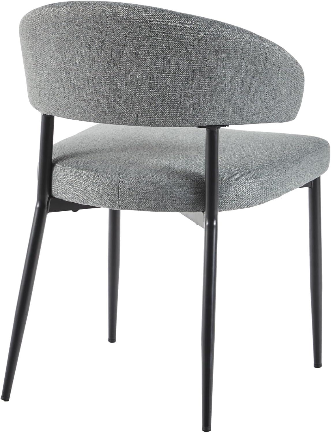 imageWalker Edison Modern Curved Back Upholstered Dining Chair with HighPerformance Woven Upholstery and Powder Coated Steel Base 2pk Charcoal