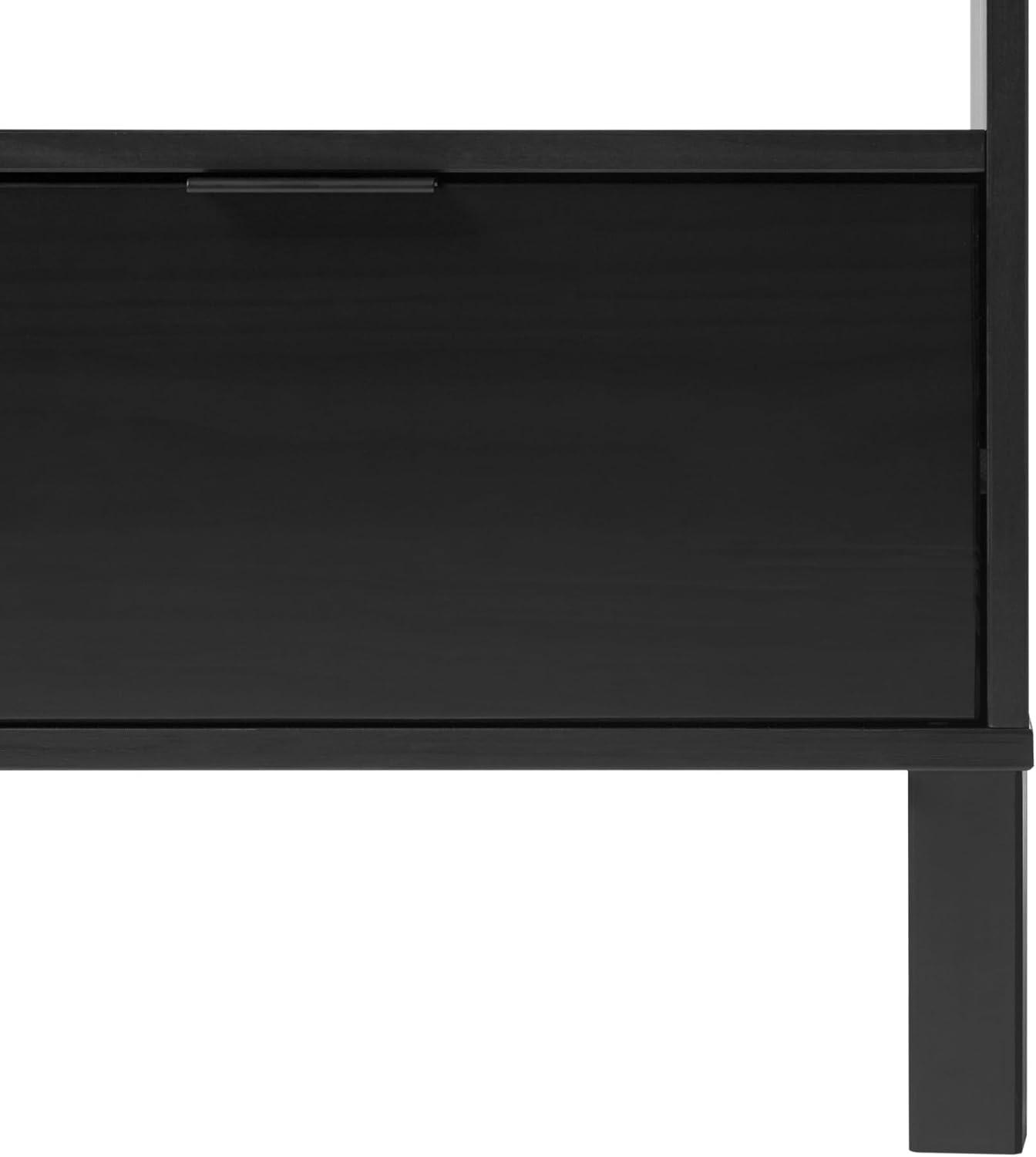 imageWalker Edison Modern CurvedTop Solid Wood 1Drawer Nightstand with Open Cubby 24 Inch BrownBlack