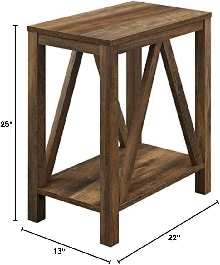 imageWalker Edison Modern Farmhouse AFrame Wood Rectangle Side Table Living Room Small End Accent Table 13 Inch Rustic OakRustic Oak
