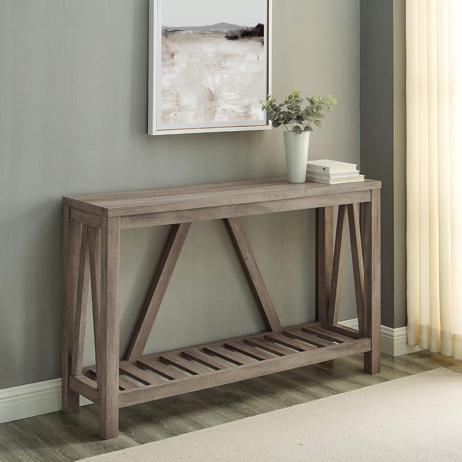 imageWalker Edison Modern Farmhouse Accent Entryway Table Entry Table Living Room End Table 52 Inch Rustic OakGrey Wash