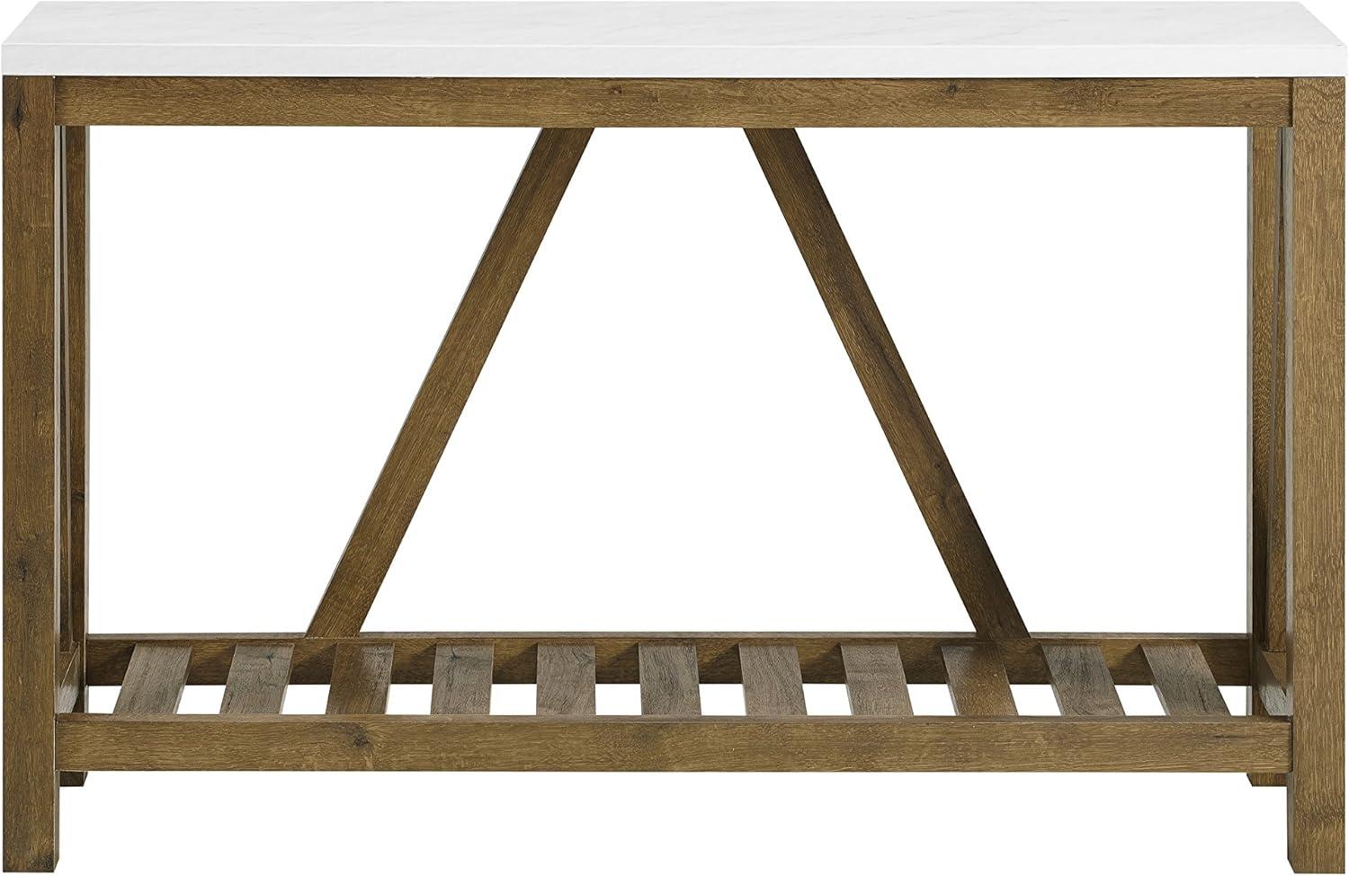 imageWalker Edison Modern Farmhouse Accent Entryway Table Entry Table Living Room End Table 52 Inch Rustic OakWalnutMarble