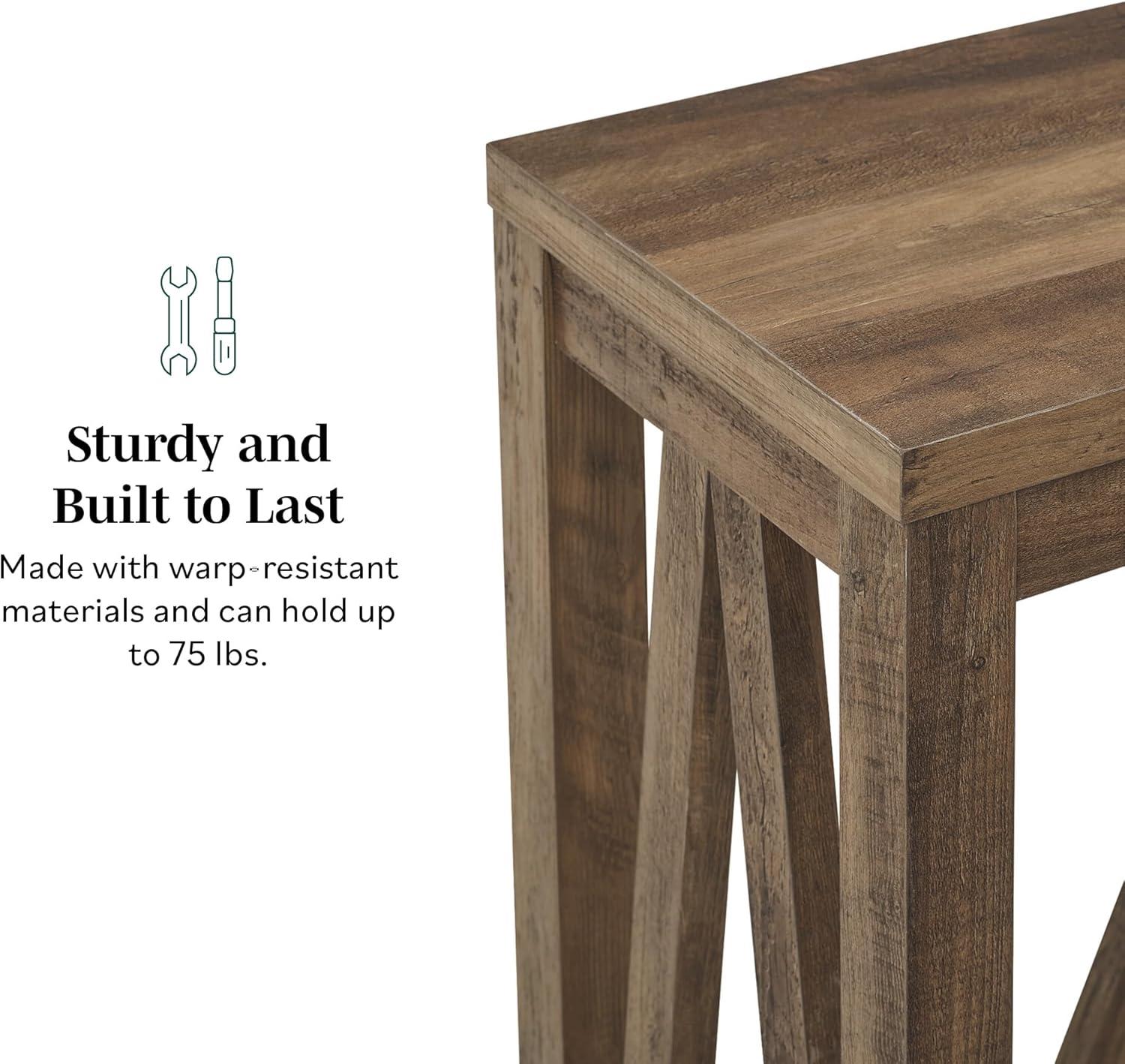 imageWalker Edison Modern Farmhouse Accent Entryway Table Entry Table Living Room End Table 52 Inch Rustic OakWalnutMarble