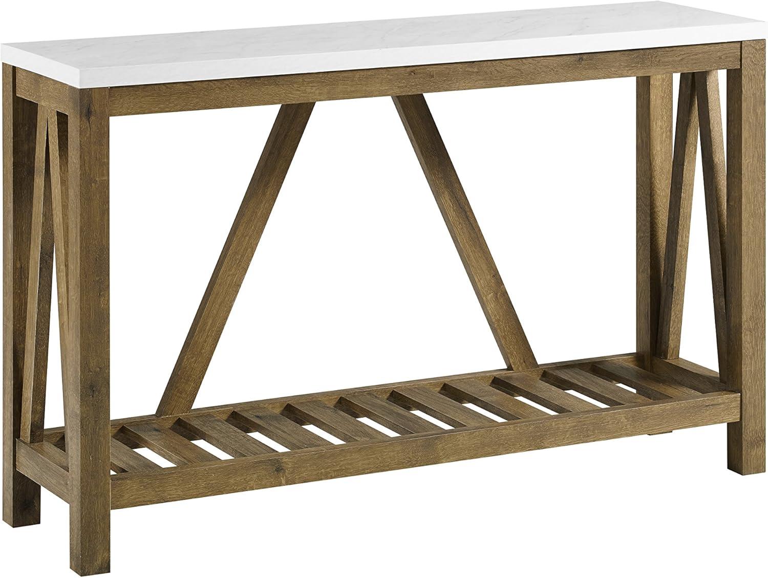 imageWalker Edison Modern Farmhouse Accent Entryway Table Entry Table Living Room End Table 52 Inch Rustic OakWalnutMarble