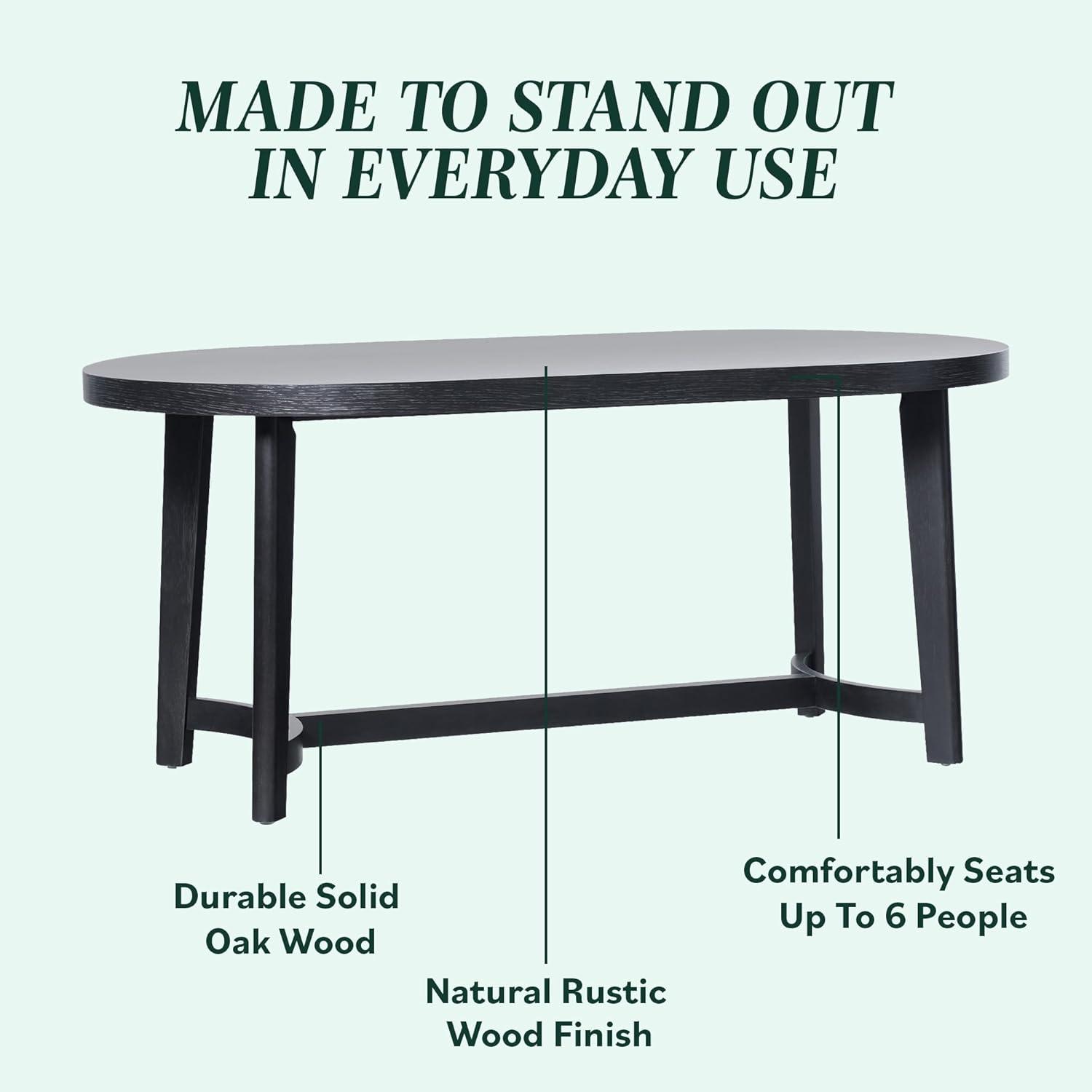 imageWalker Edison Modern Farmhouse Rustic Solid Oak Wood Oval Dining Table for 6 White OakBlack Oak