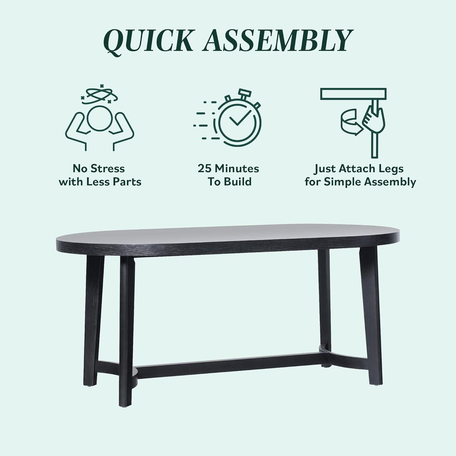 imageWalker Edison Modern Farmhouse Rustic Solid Oak Wood Oval Dining Table for 6 White OakBlack Oak