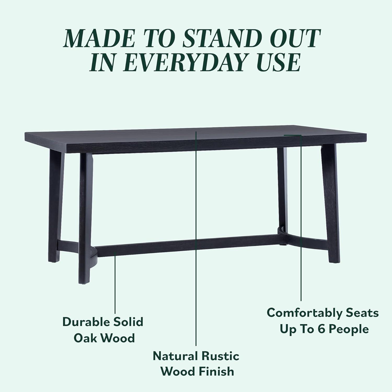 imageWalker Edison Modern Farmhouse Rustic Solid Oak Wood Oval Dining Table for 6 White OakBlack Oak