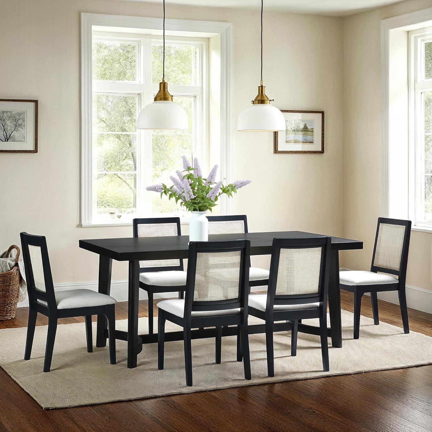 imageWalker Edison Modern Farmhouse Rustic Solid Oak Wood Oval Dining Table for 6 White OakBlack Oak