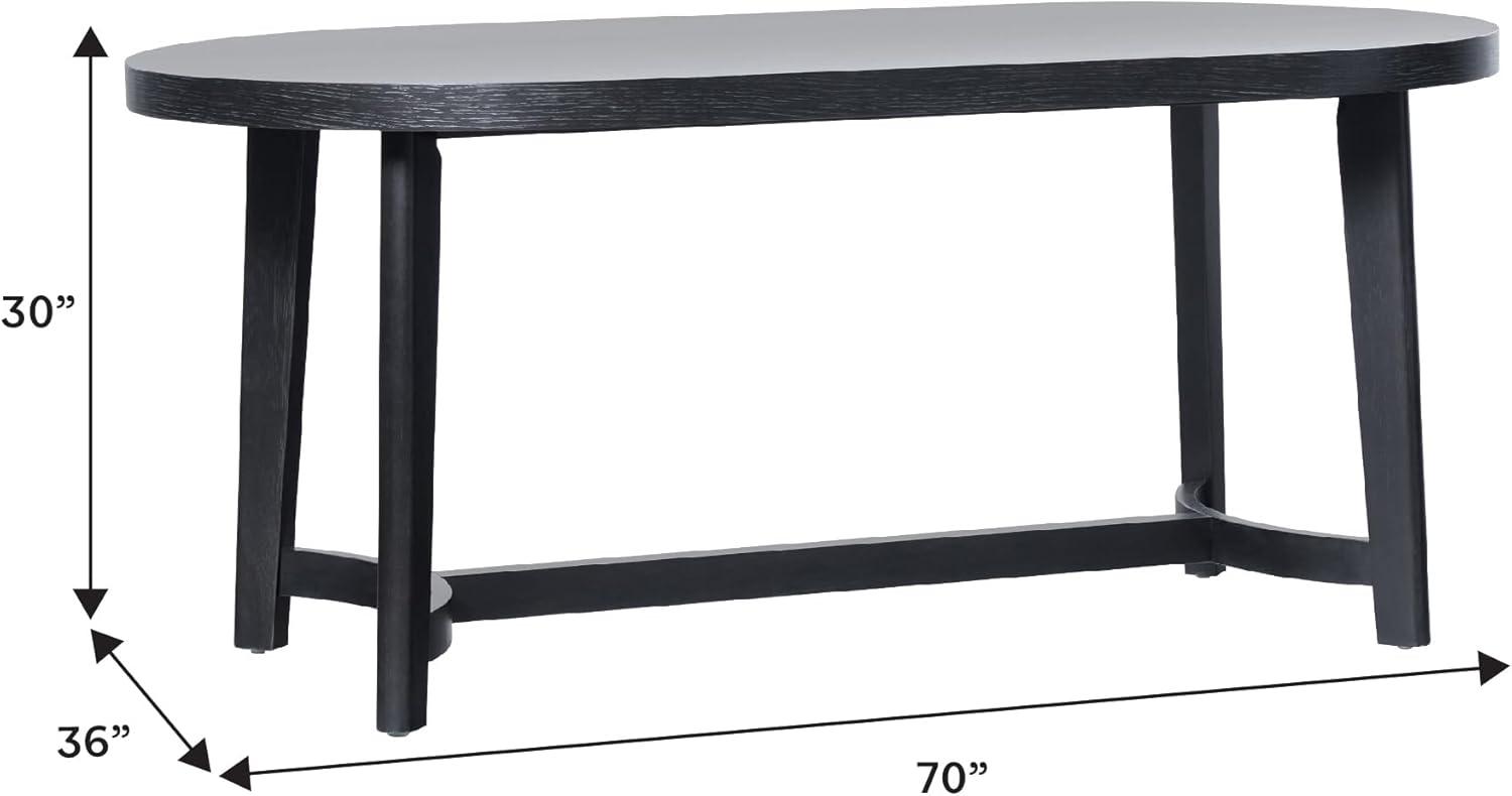 imageWalker Edison Modern Farmhouse Rustic Solid Oak Wood Oval Dining Table for 6 White OakBlack Oak