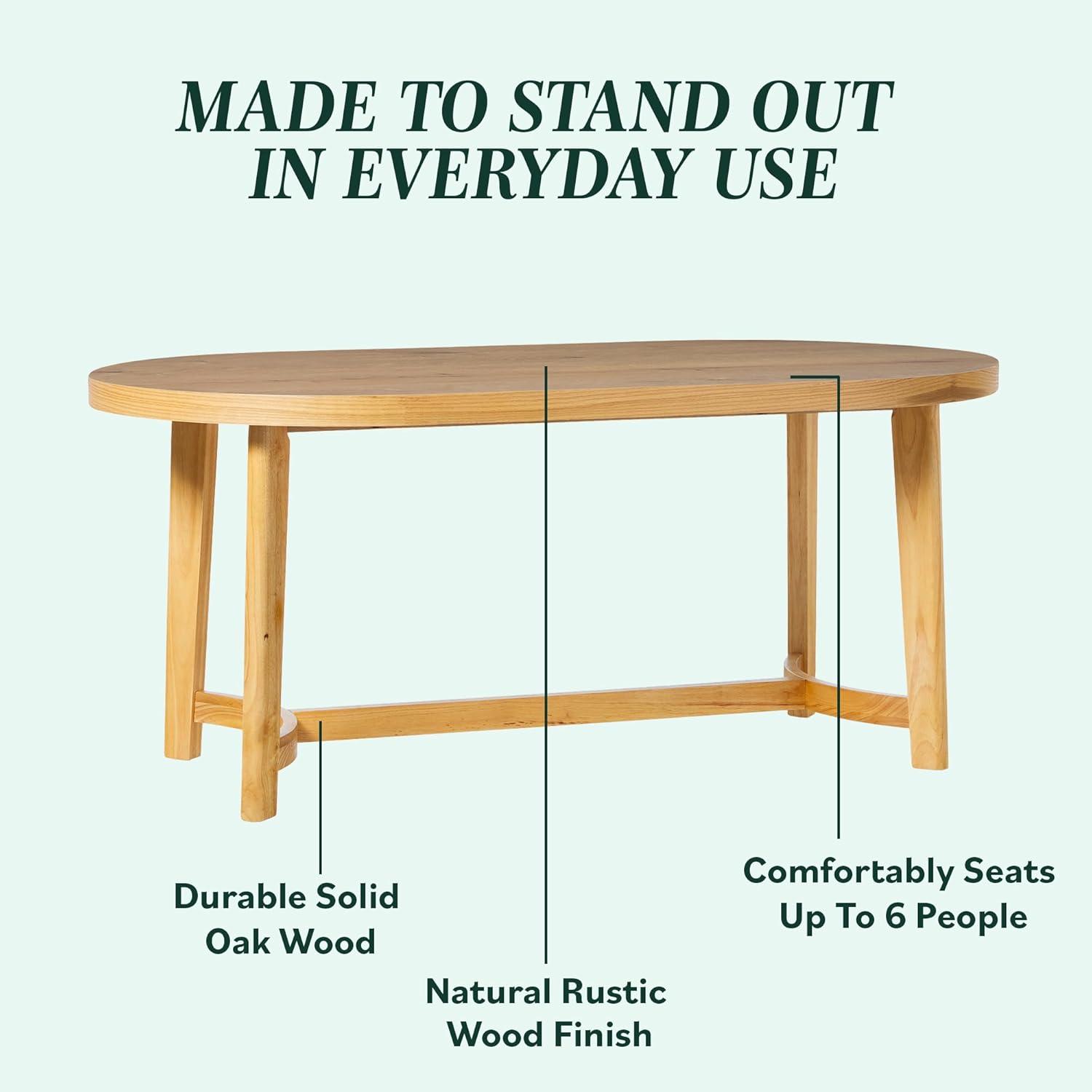 imageWalker Edison Modern Farmhouse Rustic Solid Oak Wood Oval Dining Table for 6 White OakWhite Oak