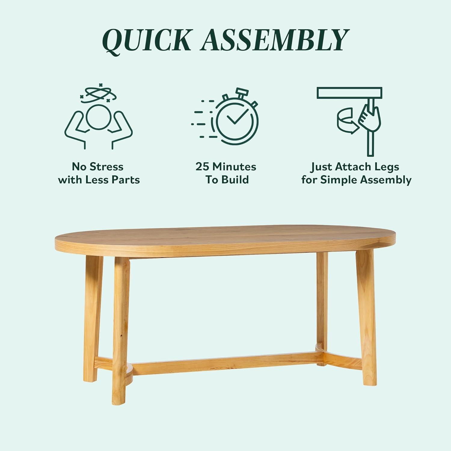 imageWalker Edison Modern Farmhouse Rustic Solid Oak Wood Oval Dining Table for 6 White OakWhite Oak