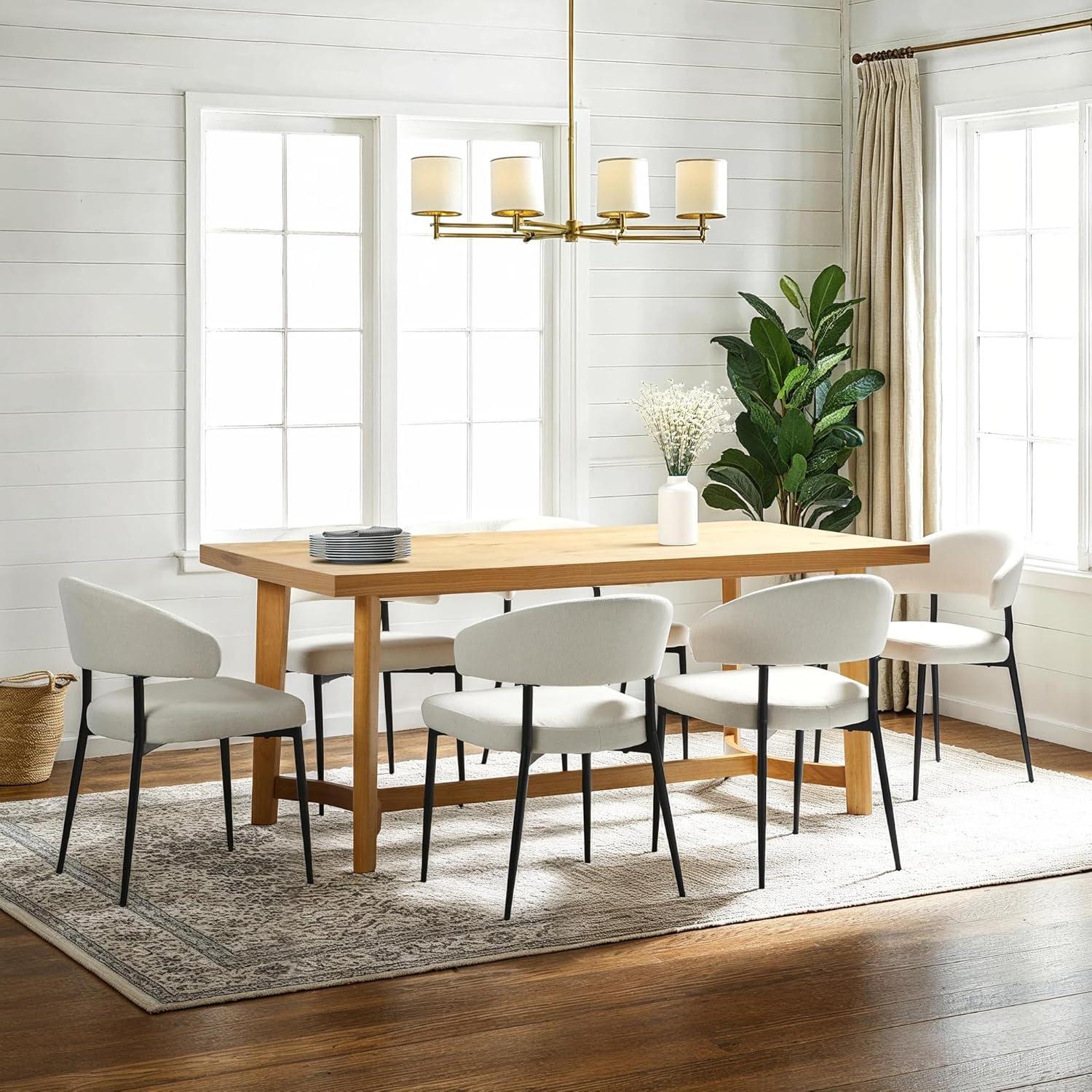imageWalker Edison Modern Farmhouse Rustic Solid Oak Wood Oval Dining Table for 6 White OakWhite Oak