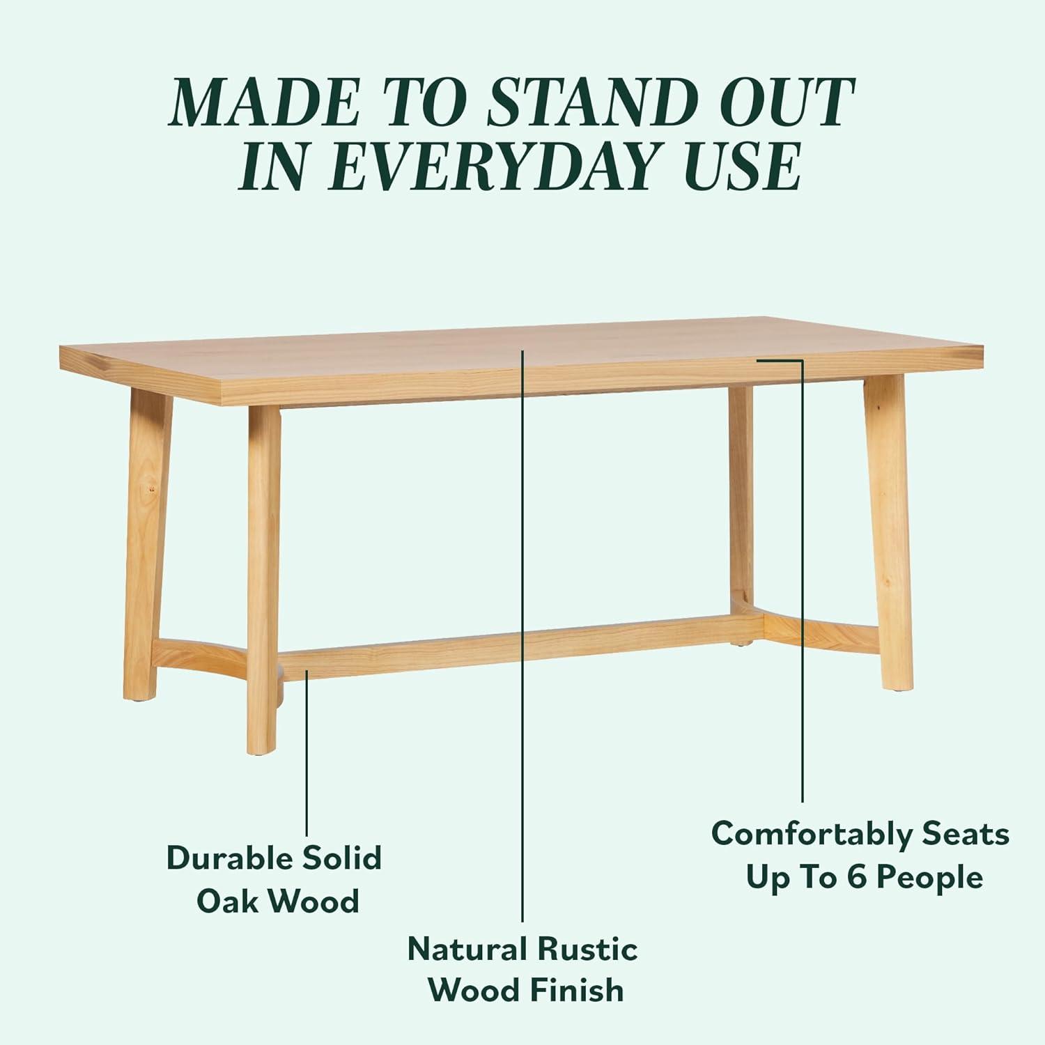 imageWalker Edison Modern Farmhouse Rustic Solid Oak Wood Oval Dining Table for 6 White OakWhite Oak