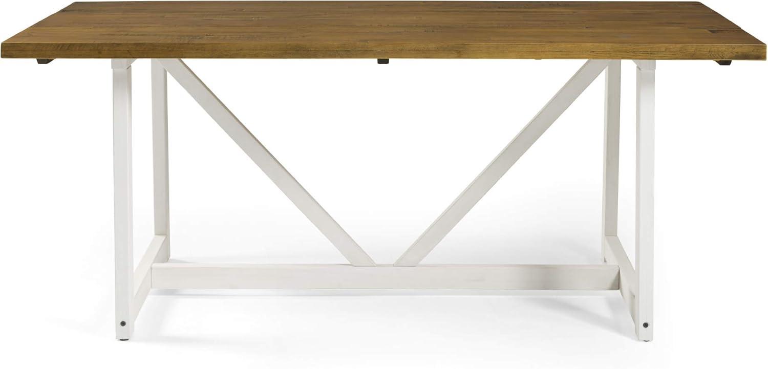 imageWalker Edison Modern Farmhouse Small Kitchen Furniture Dining Room Table Wood 72 Inch Grey and BrownWhite and Rustic Oak