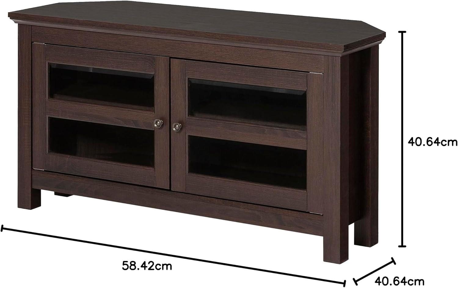 imageWalker Edison Modern Farmhouse Wood Corner Universal TV Stand for TVs up to 50quot Flat Screen Living Room Storage Entertainment Center 44 Inch Espresso BrownEspresso