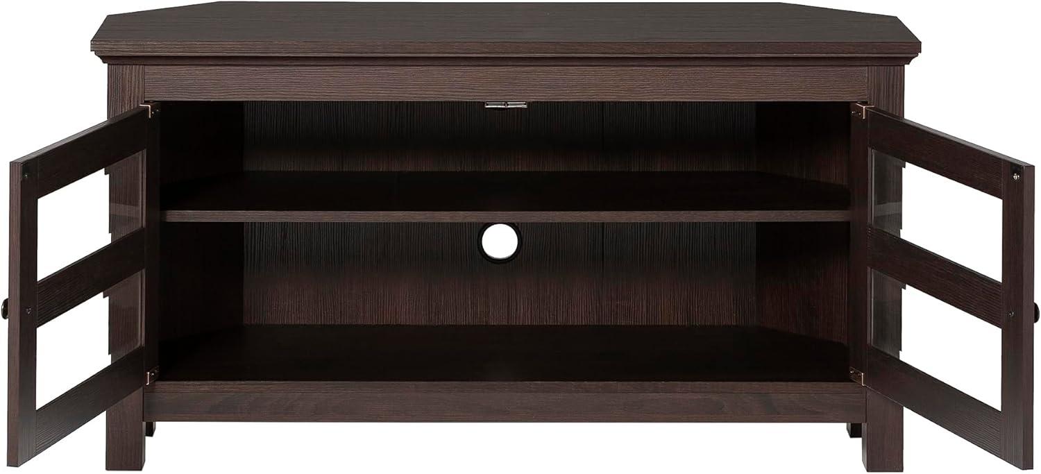 imageWalker Edison Modern Farmhouse Wood Corner Universal TV Stand for TVs up to 50quot Flat Screen Living Room Storage Entertainment Center 44 Inch Espresso BrownEspresso