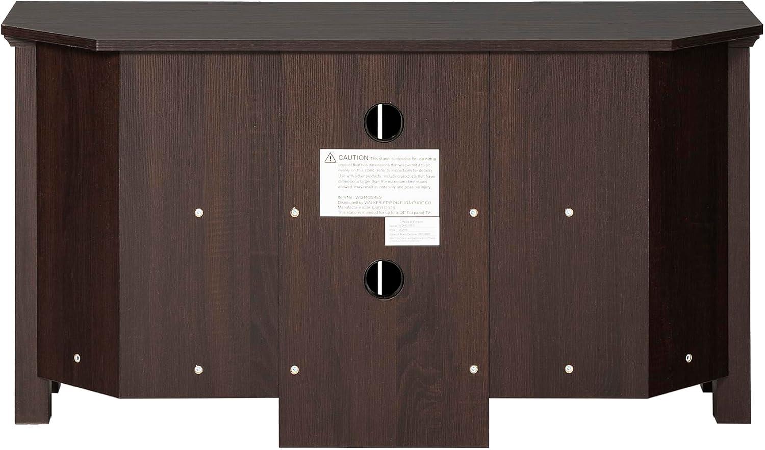 imageWalker Edison Modern Farmhouse Wood Corner Universal TV Stand for TVs up to 50quot Flat Screen Living Room Storage Entertainment Center 44 Inch Espresso BrownEspresso