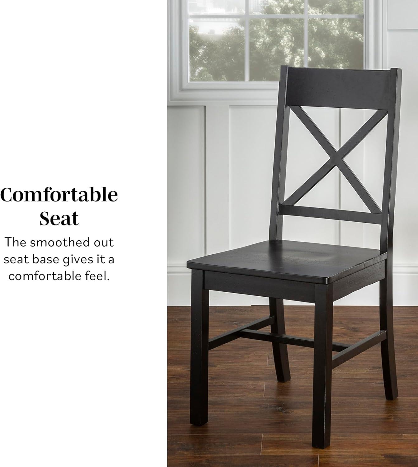 imageWalker Edison Modern Farmhouse Wood XBack Armless Dining Chairs Kitchen Set of 2 BlackBlack