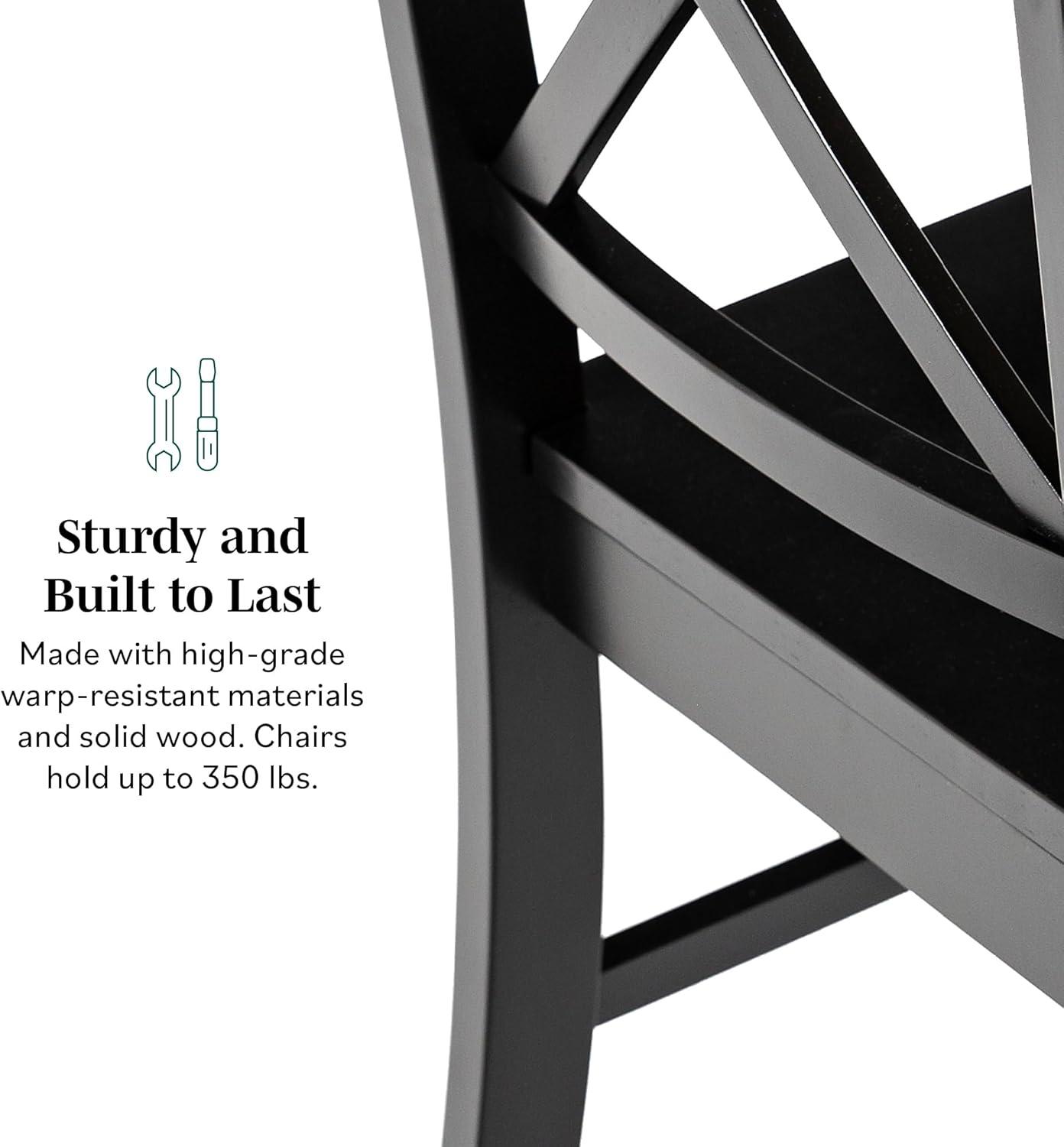 imageWalker Edison Modern Farmhouse Wood XBack Armless Dining Chairs Kitchen Set of 2 BlackBlack