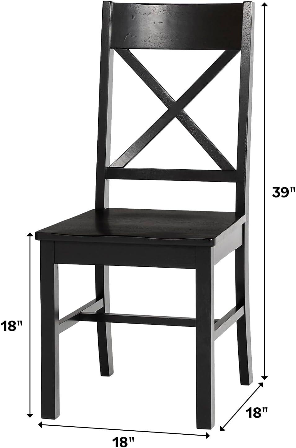 imageWalker Edison Modern Farmhouse Wood XBack Armless Dining Chairs Kitchen Set of 2 BlackBlack